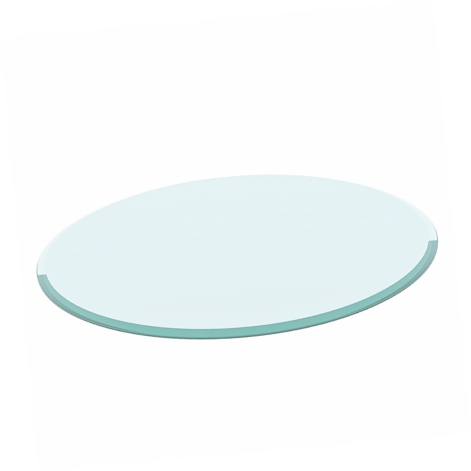 Smooth 36-Inch Round Clear Glass Table Top, 1/2-Inch Thick Beveled Polished Edge