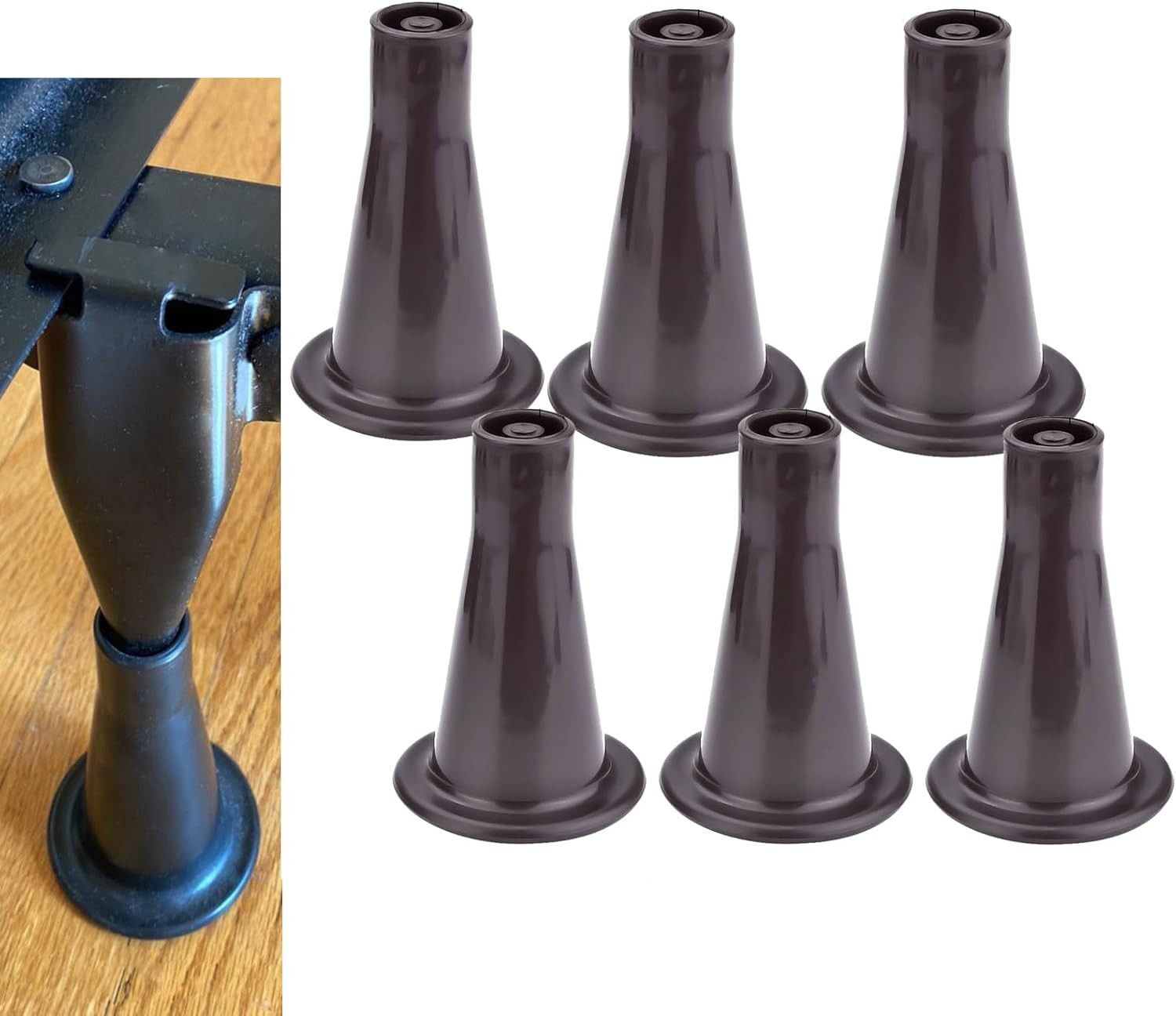 6PCS Reinforced Bed Frame Feet to Replace Wheels. Prevent Sliding, Protect Floor