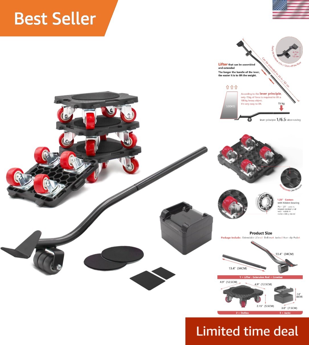 All-In-One Dollies Set with Non-Slip Pads for Seamless Furniture Transportation