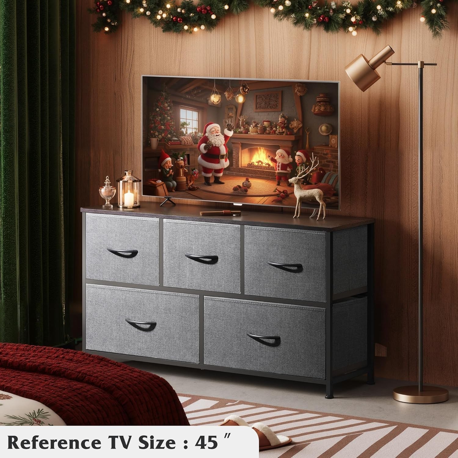 Dresser for Bedroom with 5 Drawers, Wide Chest of Drawers, Fabric Dresser, St…