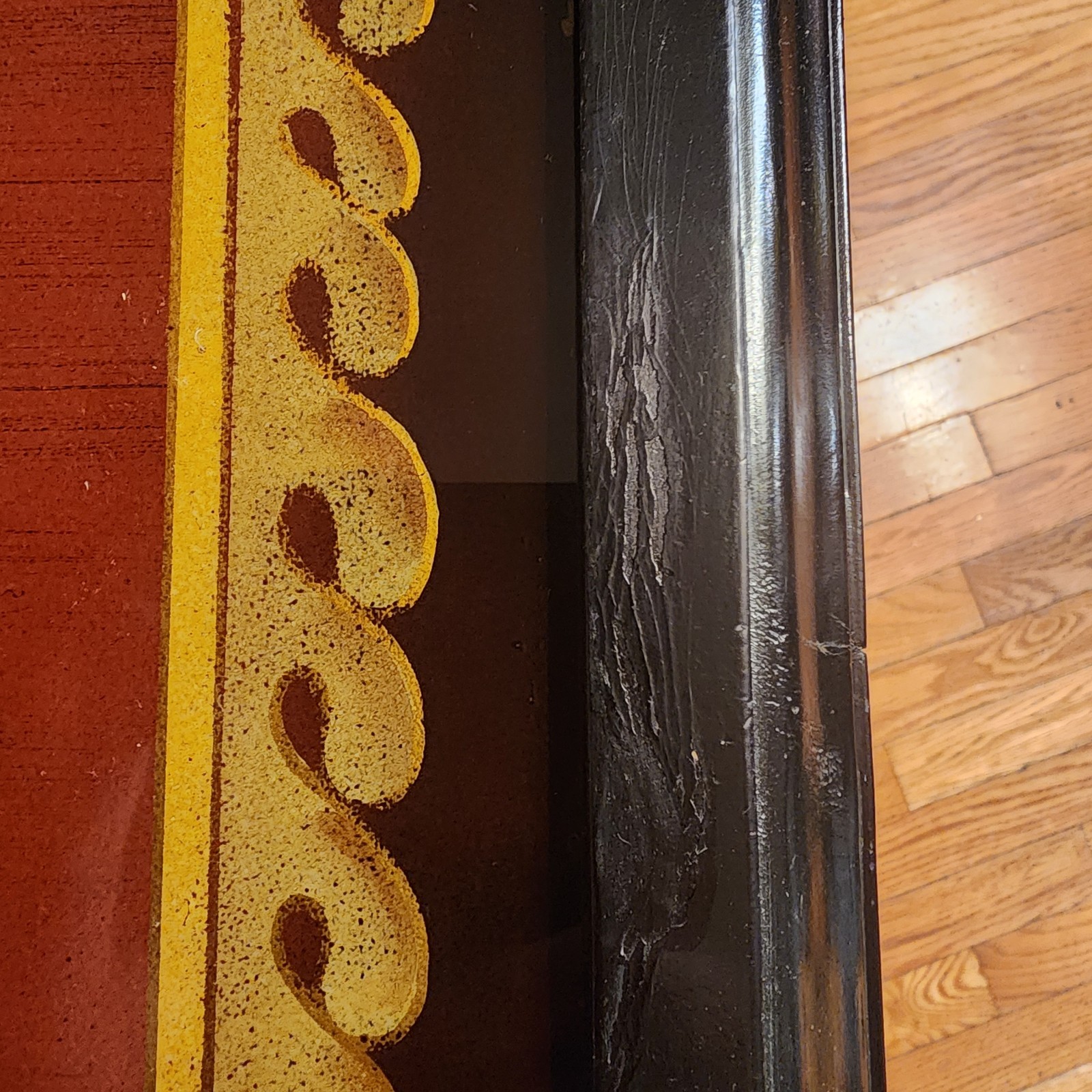Painted Nightstand Or Side Table Oriental Lacquered Cabinet With Glass Top