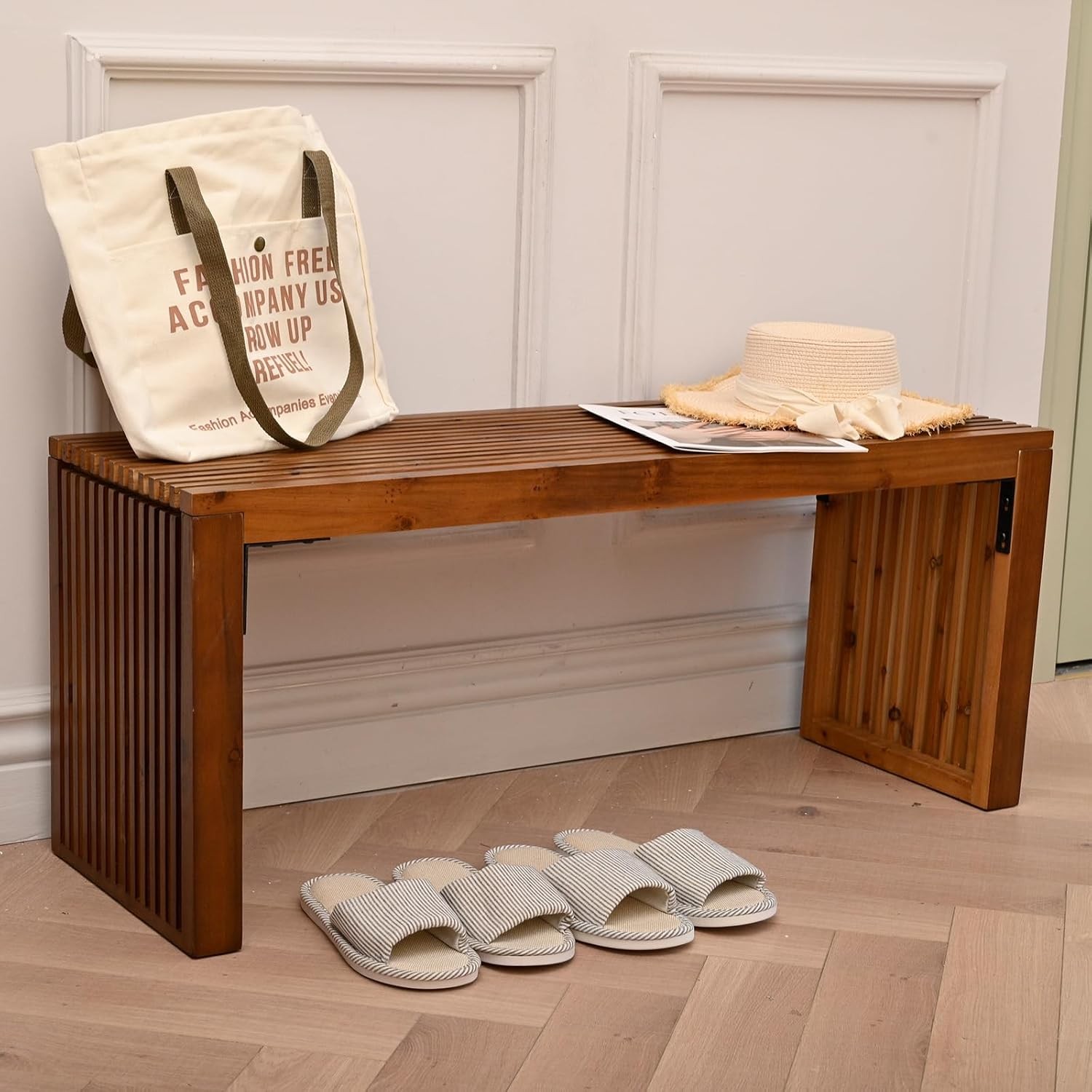 SwallowLiving Handcrafted Solid Wood Bench, 30″ – Farmhouse-Style
