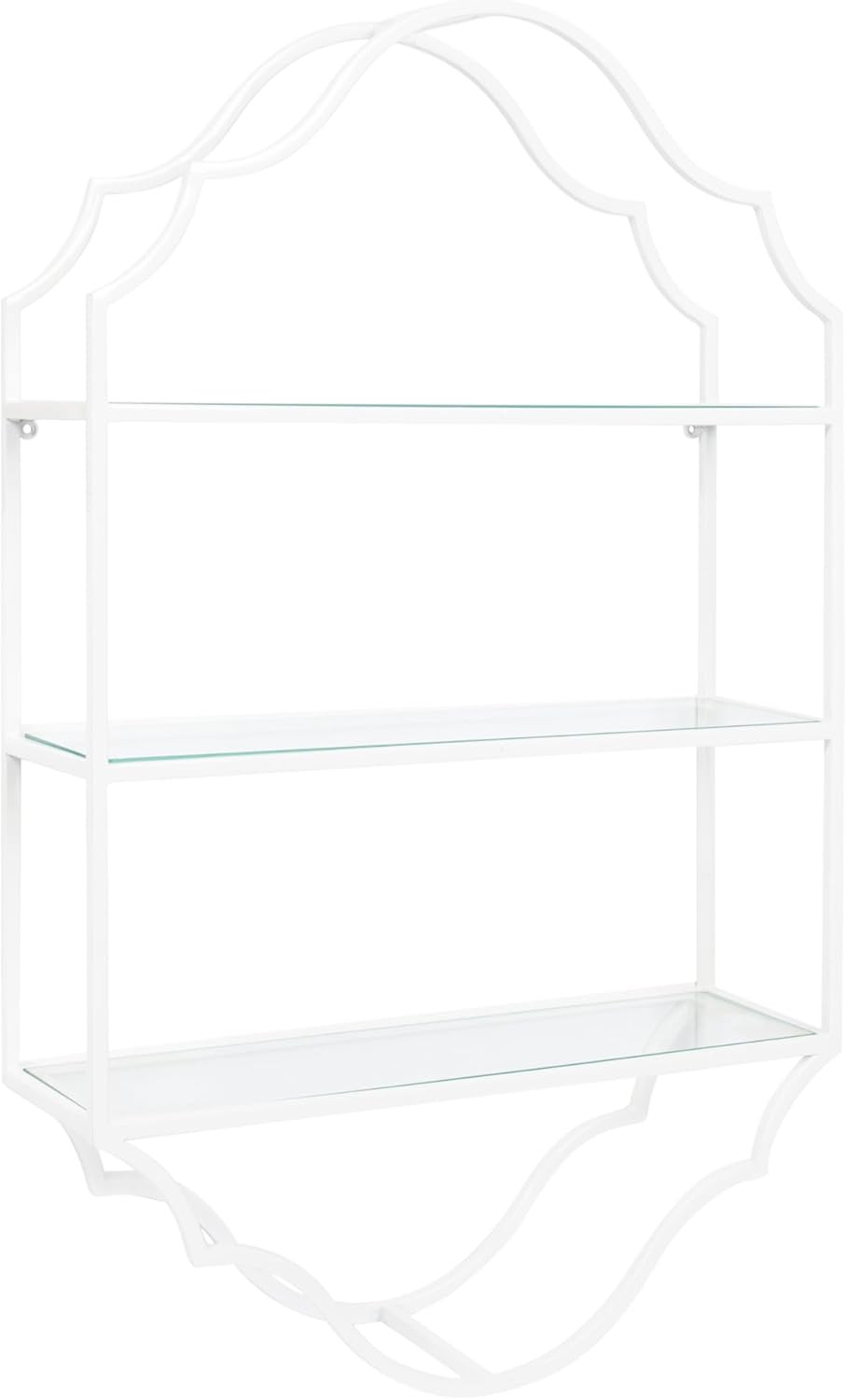 Leanna Glam White Three-Tiered Wall Shelf for Bathroom Storage & Display