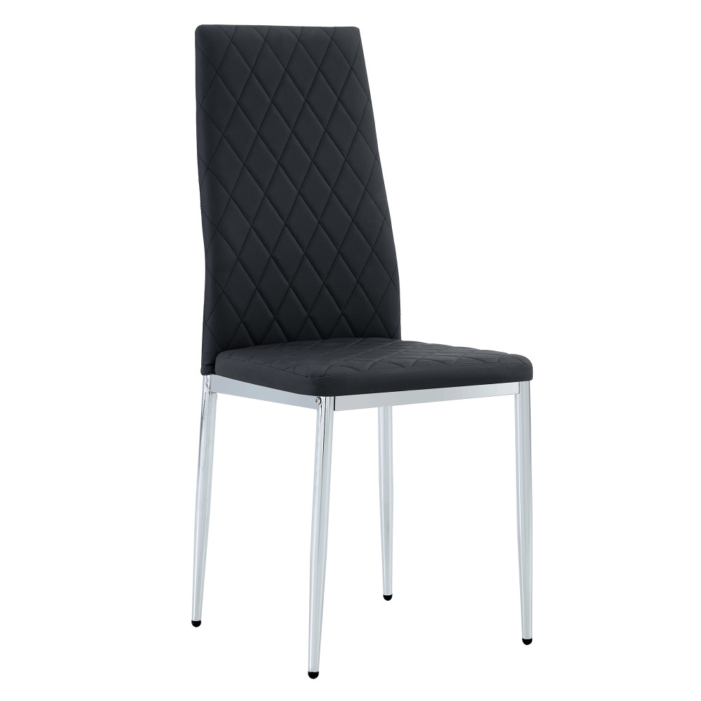 Set of 4/6/8 Modern Black PU Dining Chairs Diamond Tufted High Back Side Chair