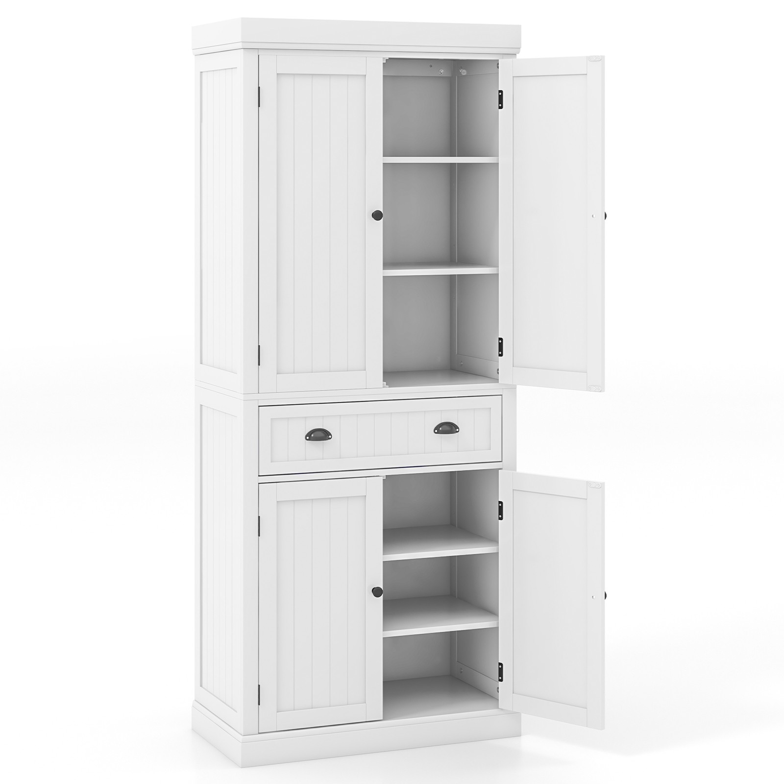 72″ Tall Kitchen Pantry Storage Cabinet Freestanding Cupboard w/4 Doors