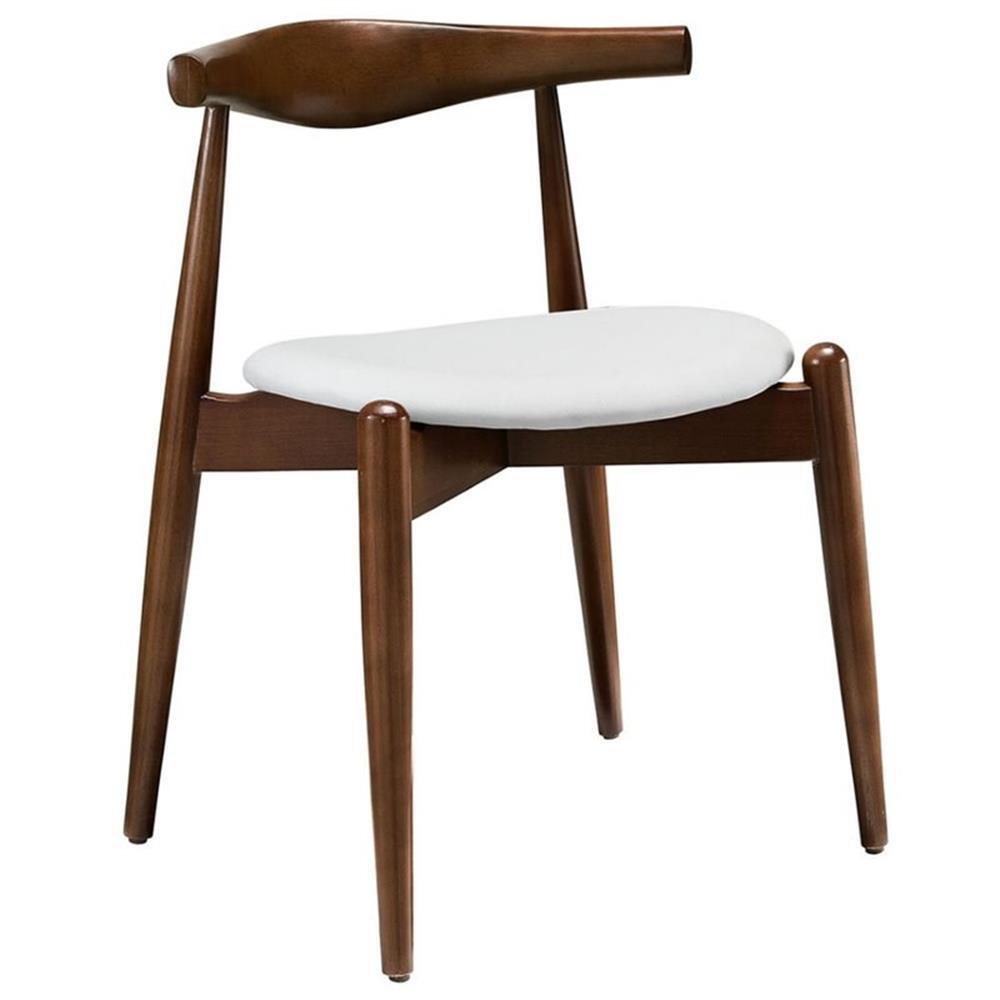 Modway Stalwart 17.5″ Wood Dining Side Chair in Dark Walnut/White