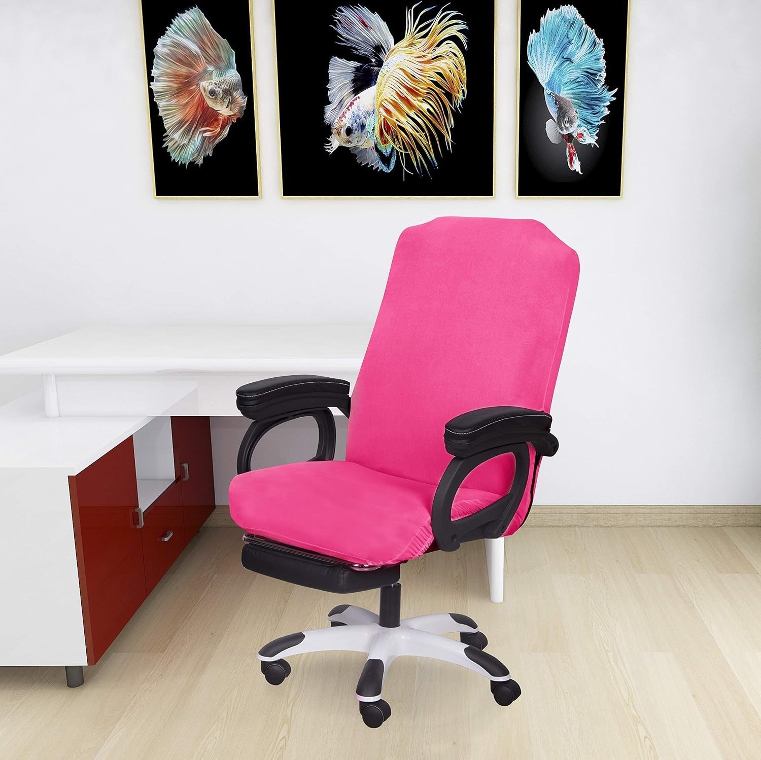Stylish Dark Pink Office Chair Protector with Zipper Closure for Convenience