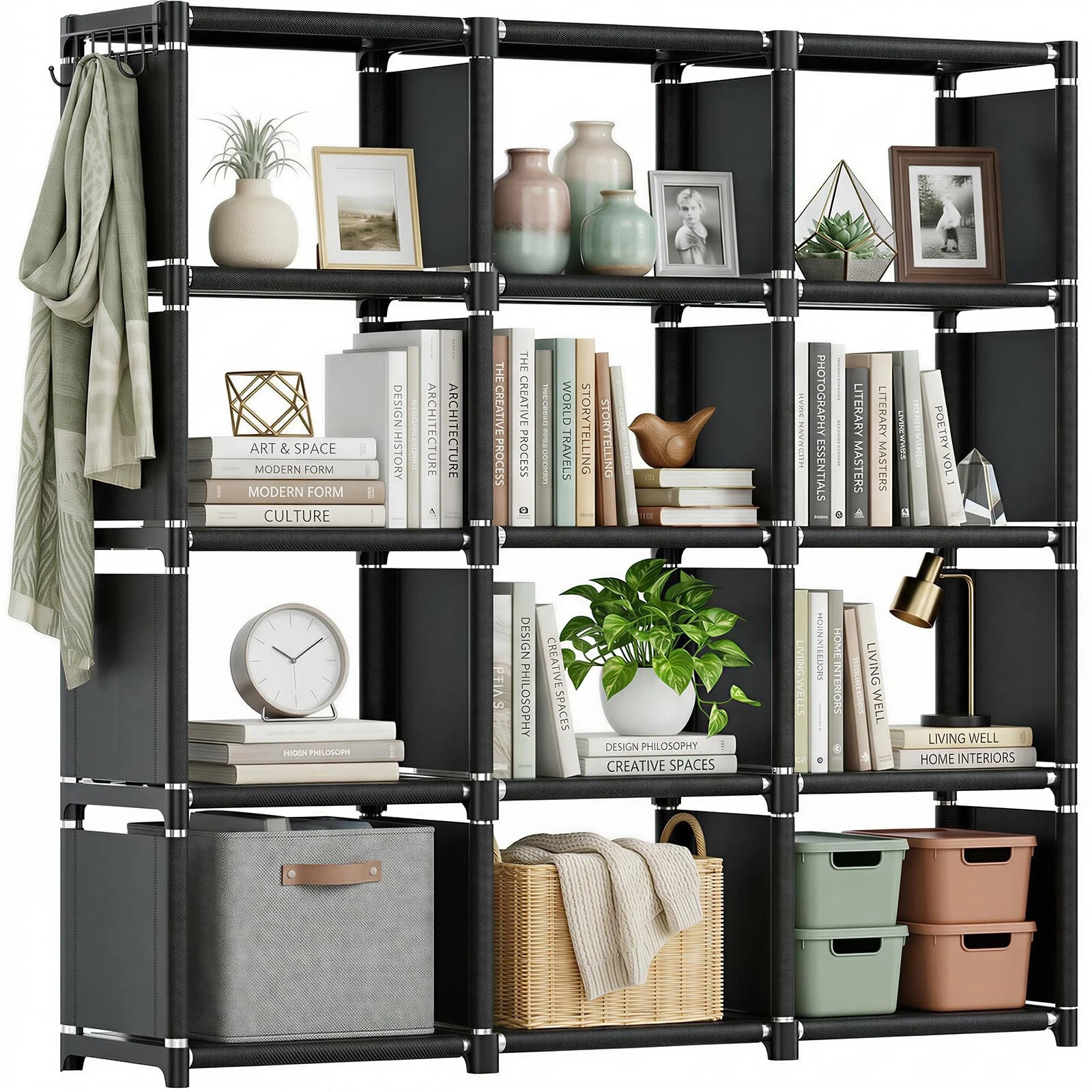 Book Shelf 12 Cube Storage Organizer Diy Bookcase Metal Bookshelftall Book Case