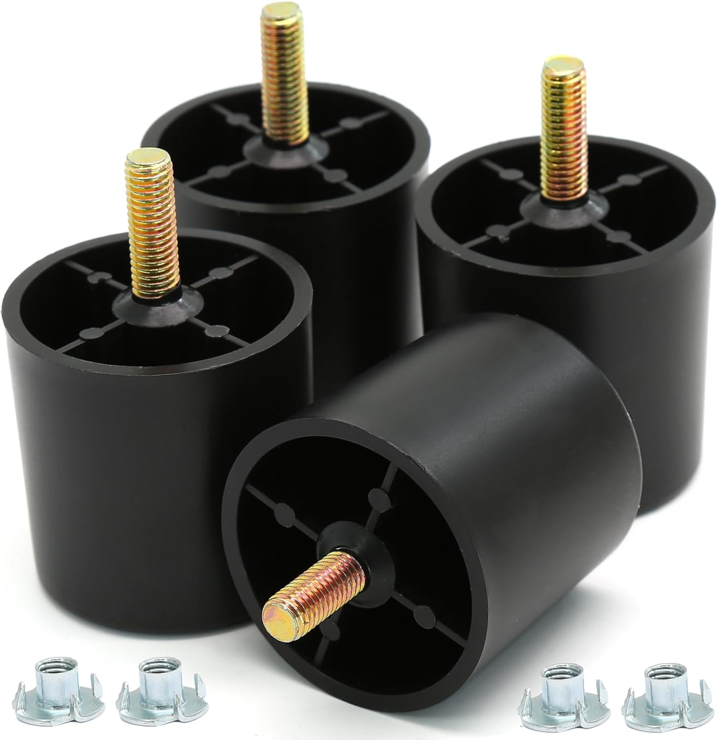 4Pcs 2 Inch Plastic Sofa Legs，Black Sofa Replacement Legs，Round Furniture Legs w