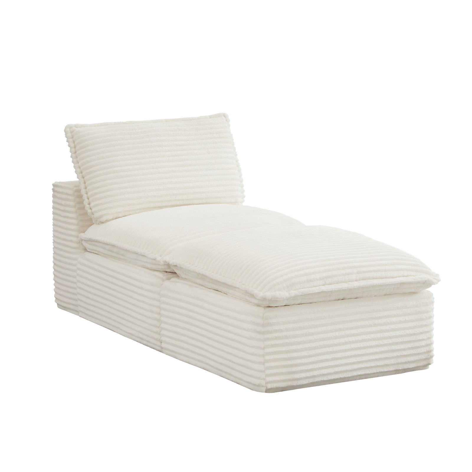 Cloud L-Shape Sectional Couch with Ottoman, Corduroy Fabric