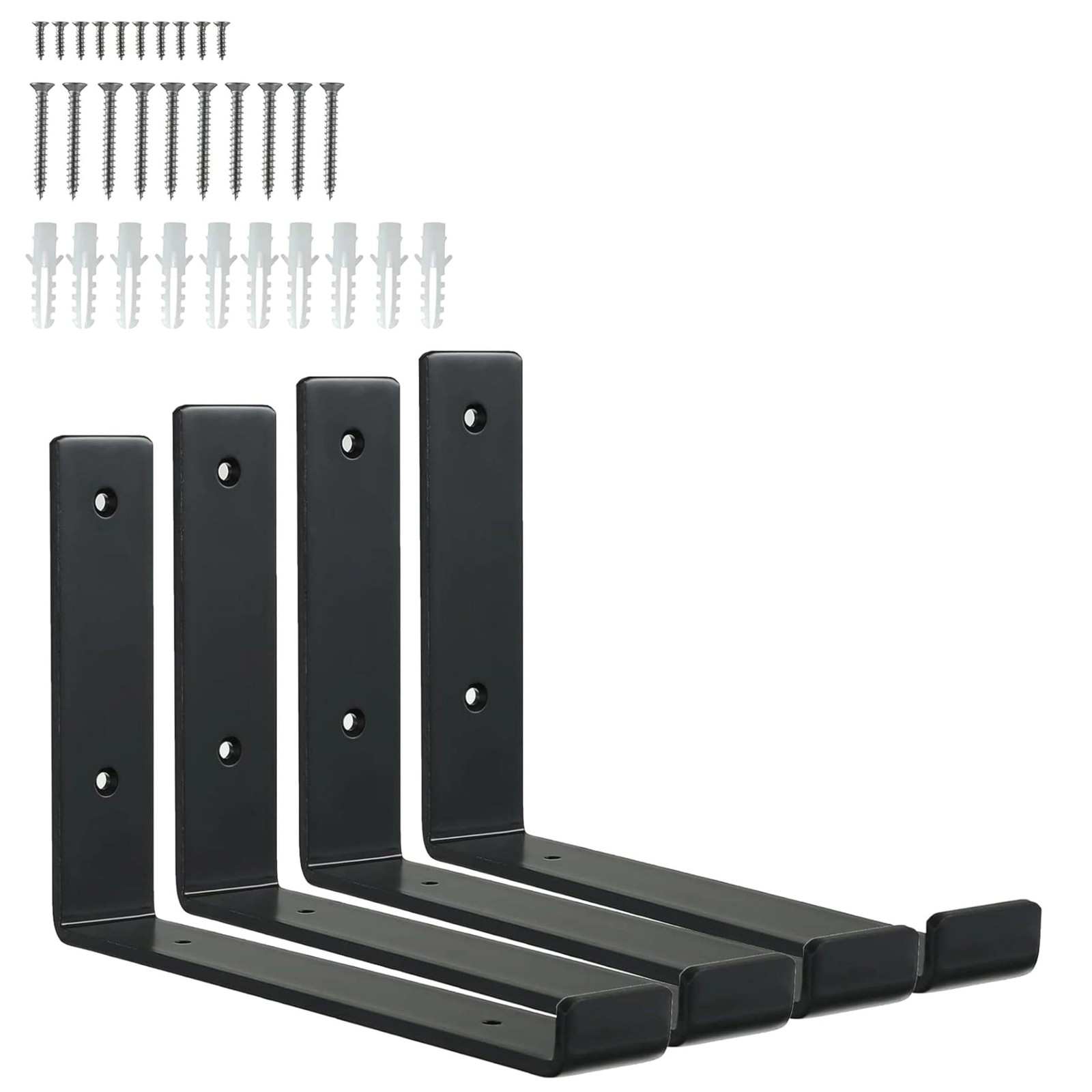 4 Pack 12 Inch Heavy Duty L Brackets For Floating Shelves 11.5x6x1.5″ Black