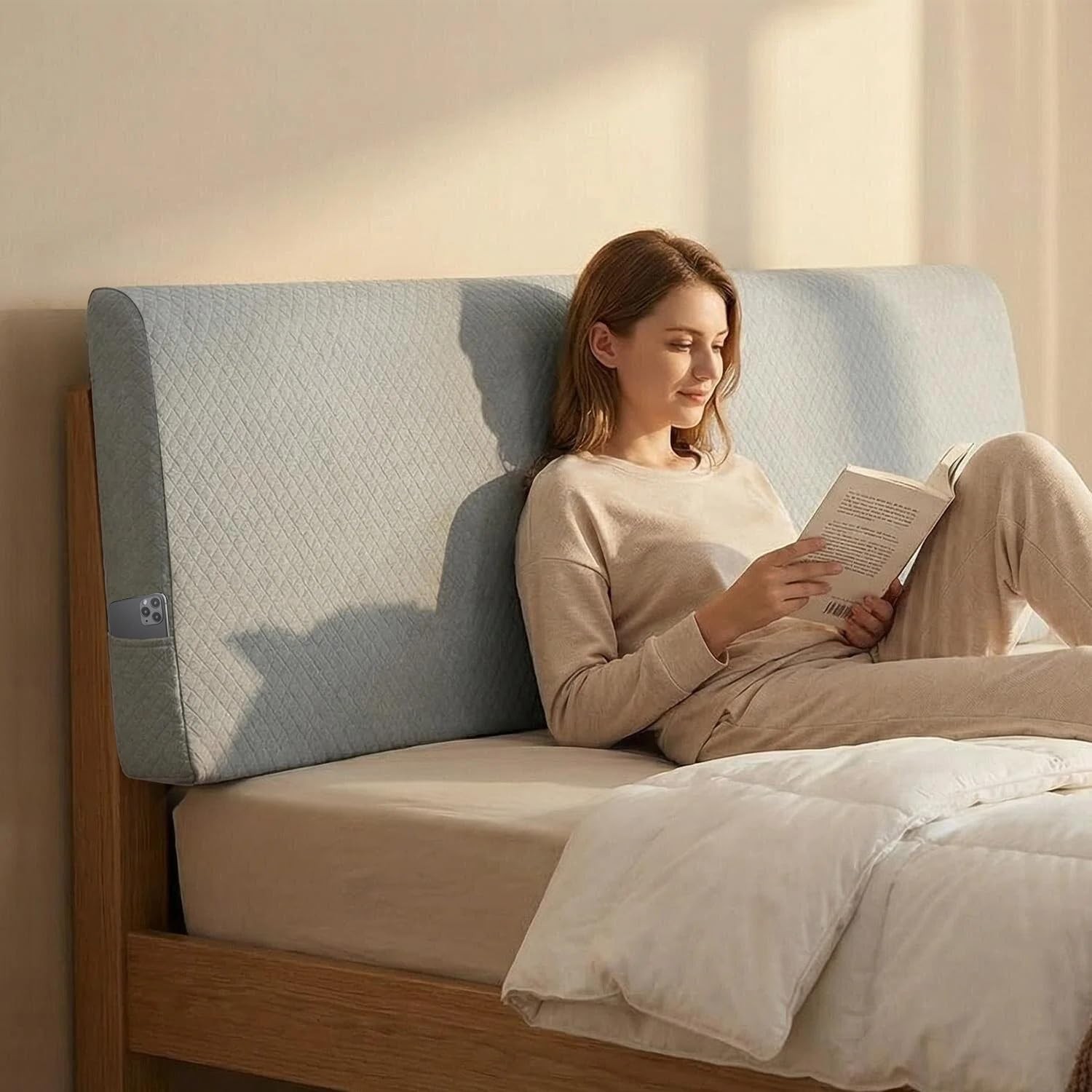 No-Tools Headboard Pillow King Size – Instant Back Support for Bed Reading,