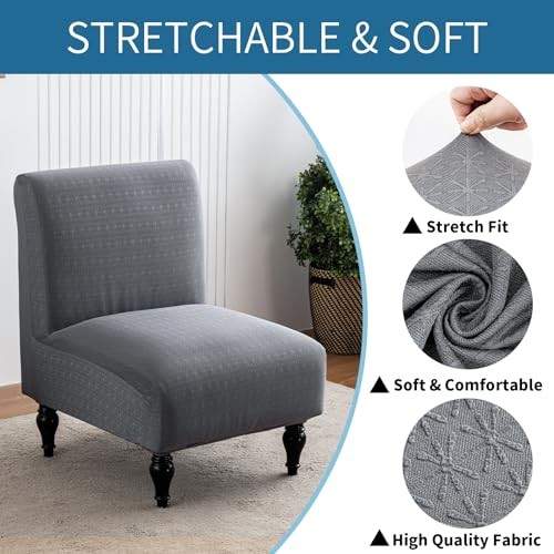 LavishCover Armless Accent Chairs Covers, Thick Armless Recliner 1pc Darkgrey
