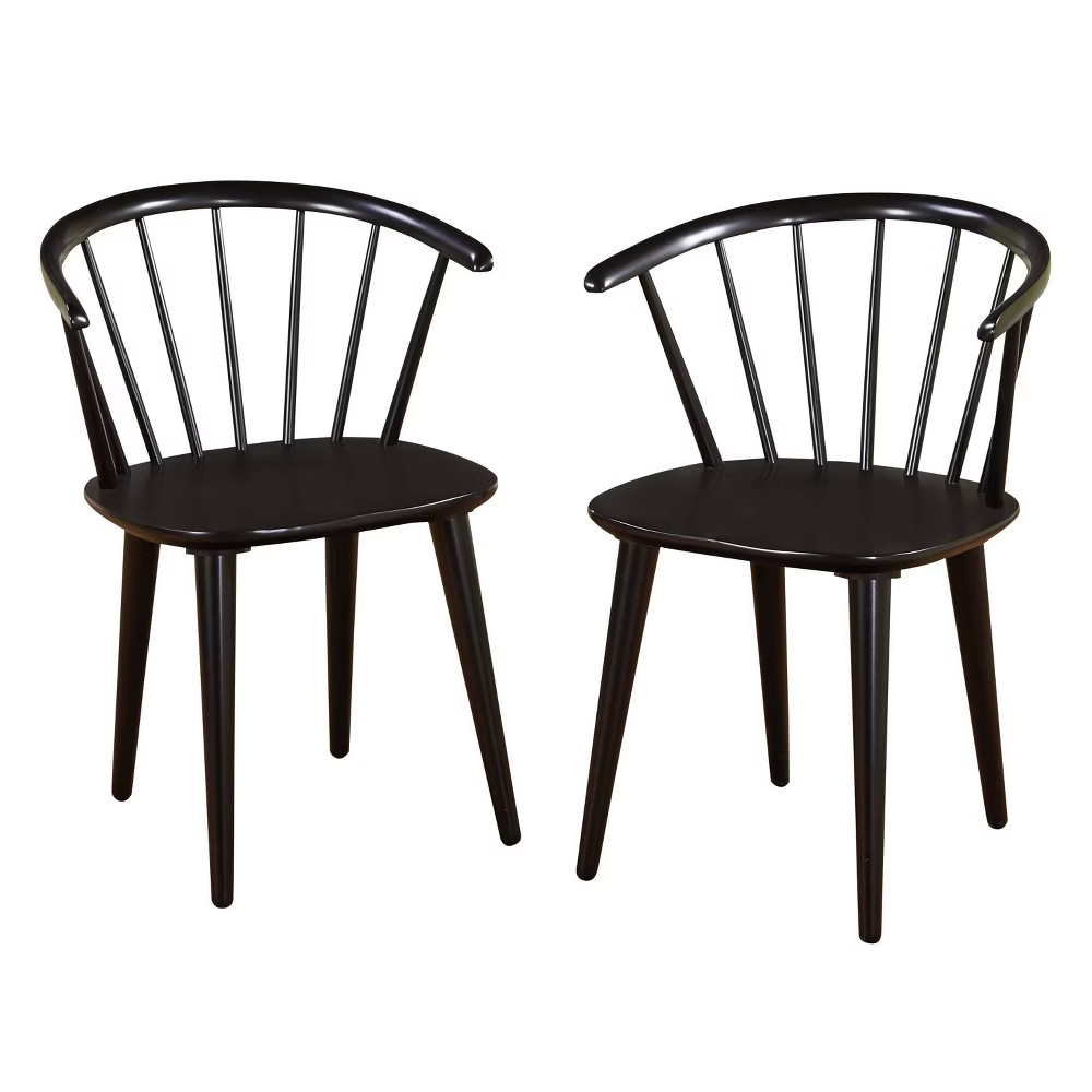 Set of 2 Florence Contemporary Windsor Dining Chairs Wood/Black – Buylateral