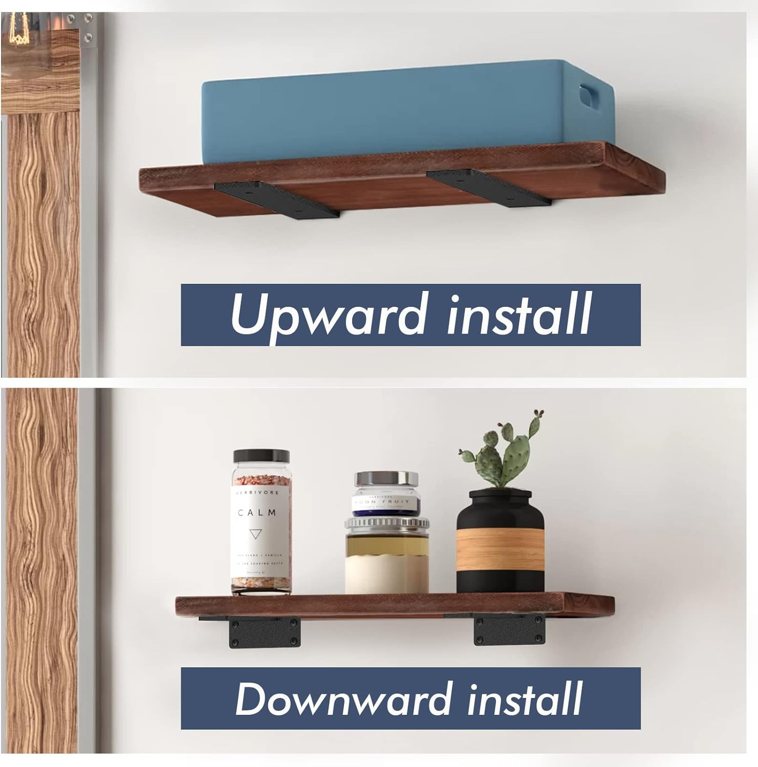6 Pack Floating Shelf Brackets, 6 Inch Heavy Duty Industrial Shelf Bracket, Blac