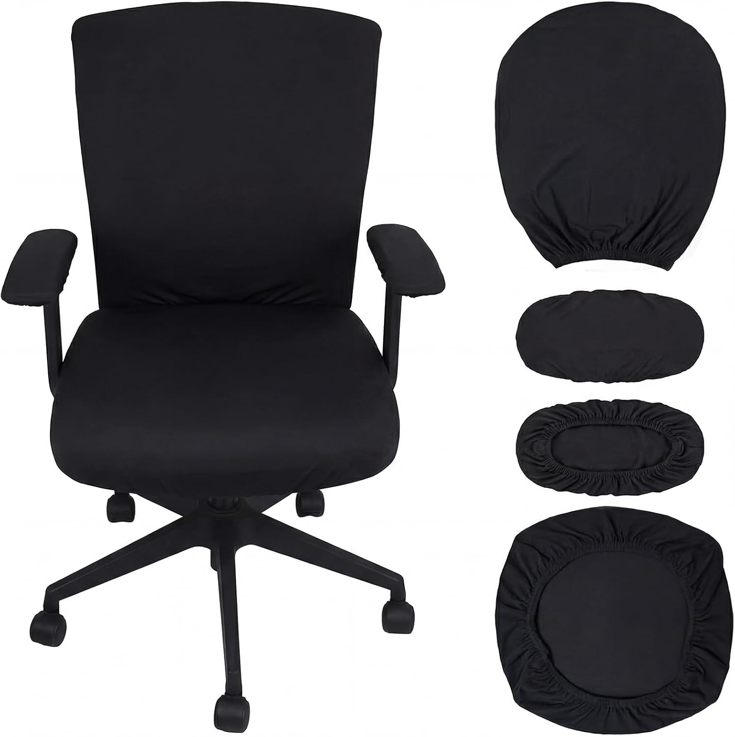 Computer Chair Cover Office Seat Cover with Armrest and Backrest, Stretchable De