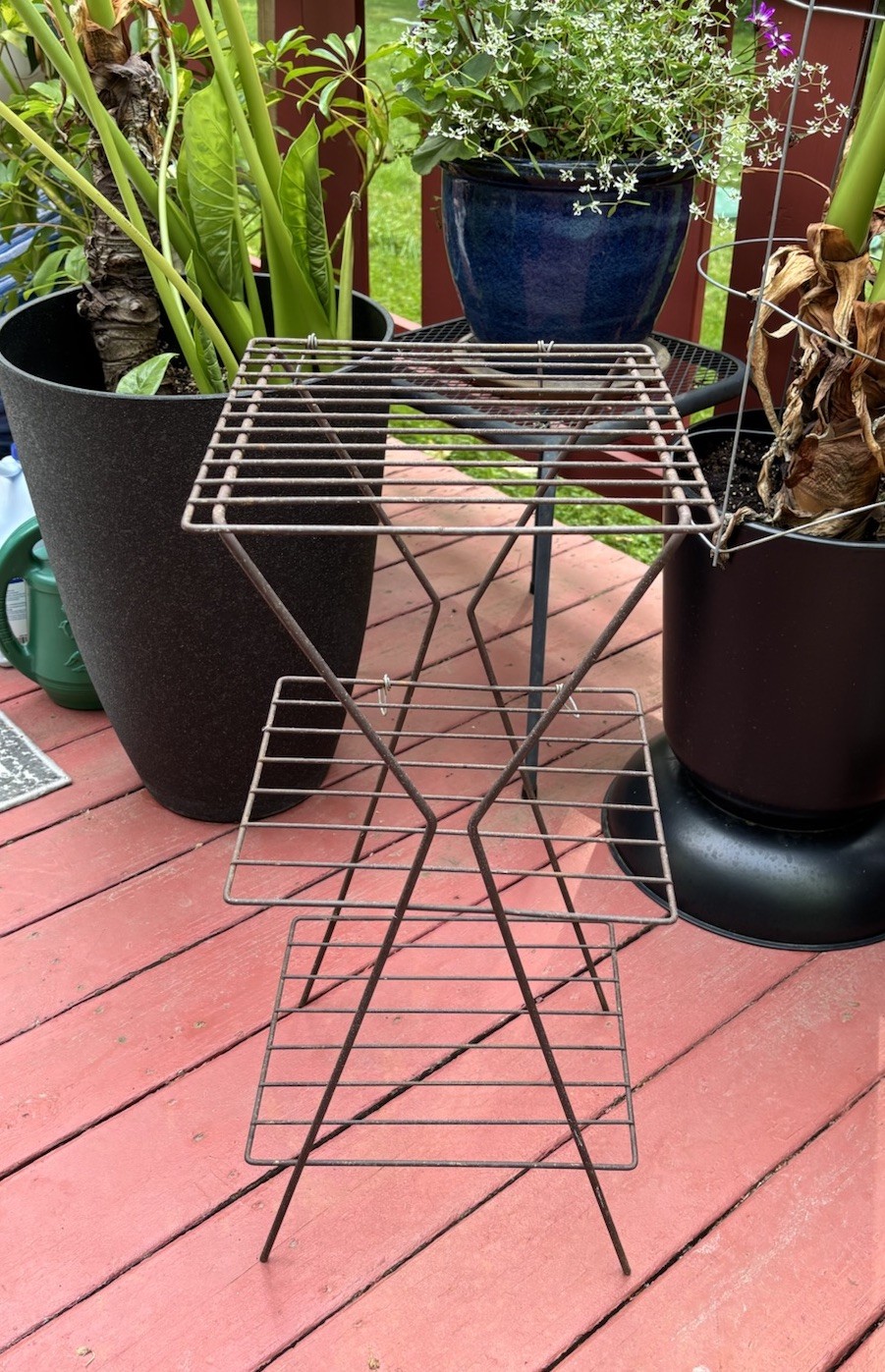 Vintage Mid Century Modern Metal Wire 3 Tier Plant Stand Shelf Rack Atomic 26.5″