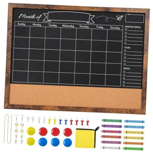 Magnetic Chalkboard Calendar 18×24 Inches, Framed Chalk Board for 24″W x 18″H