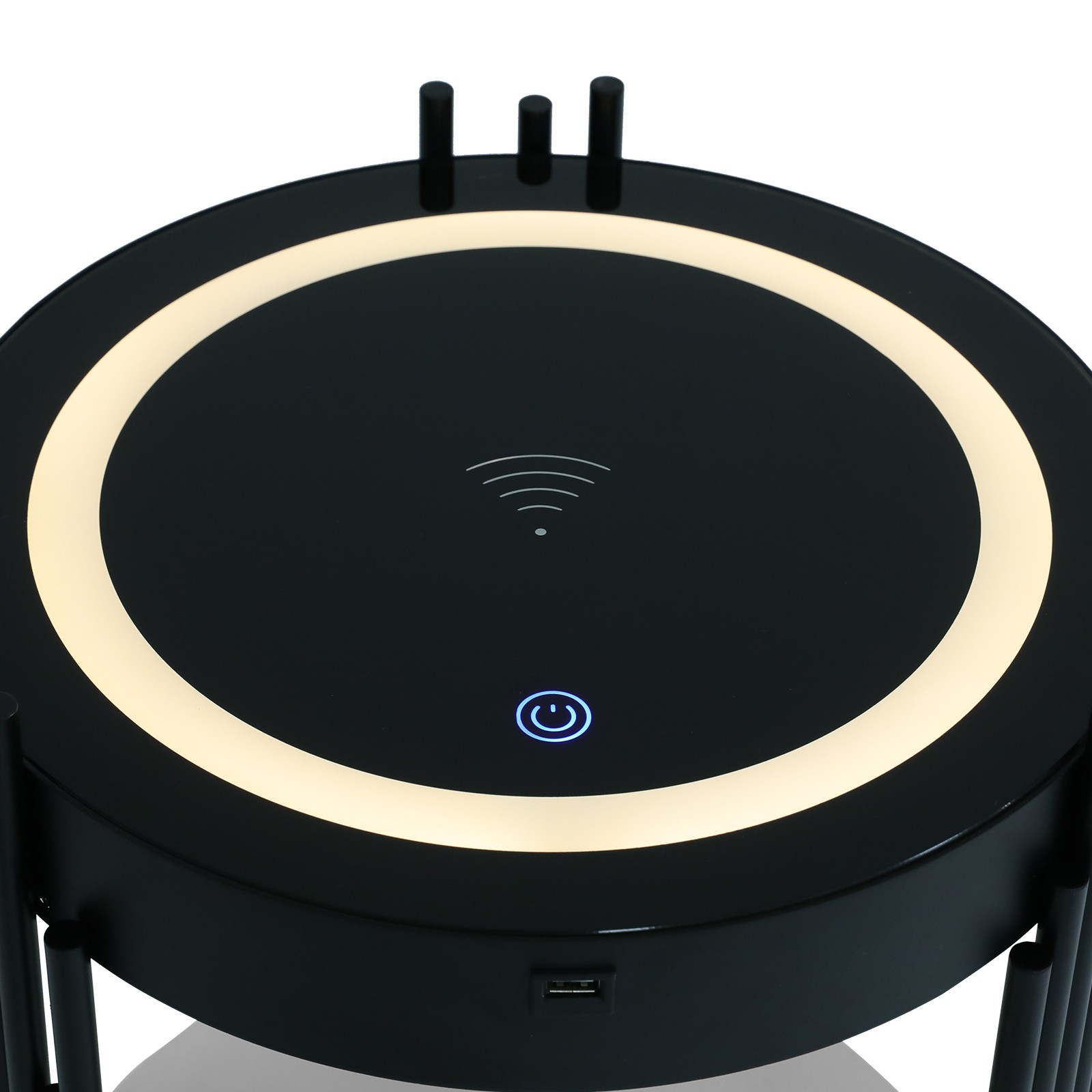 LED Bed Side Table Smart Nightstand w/ Wireless Charging Station Side/End Table