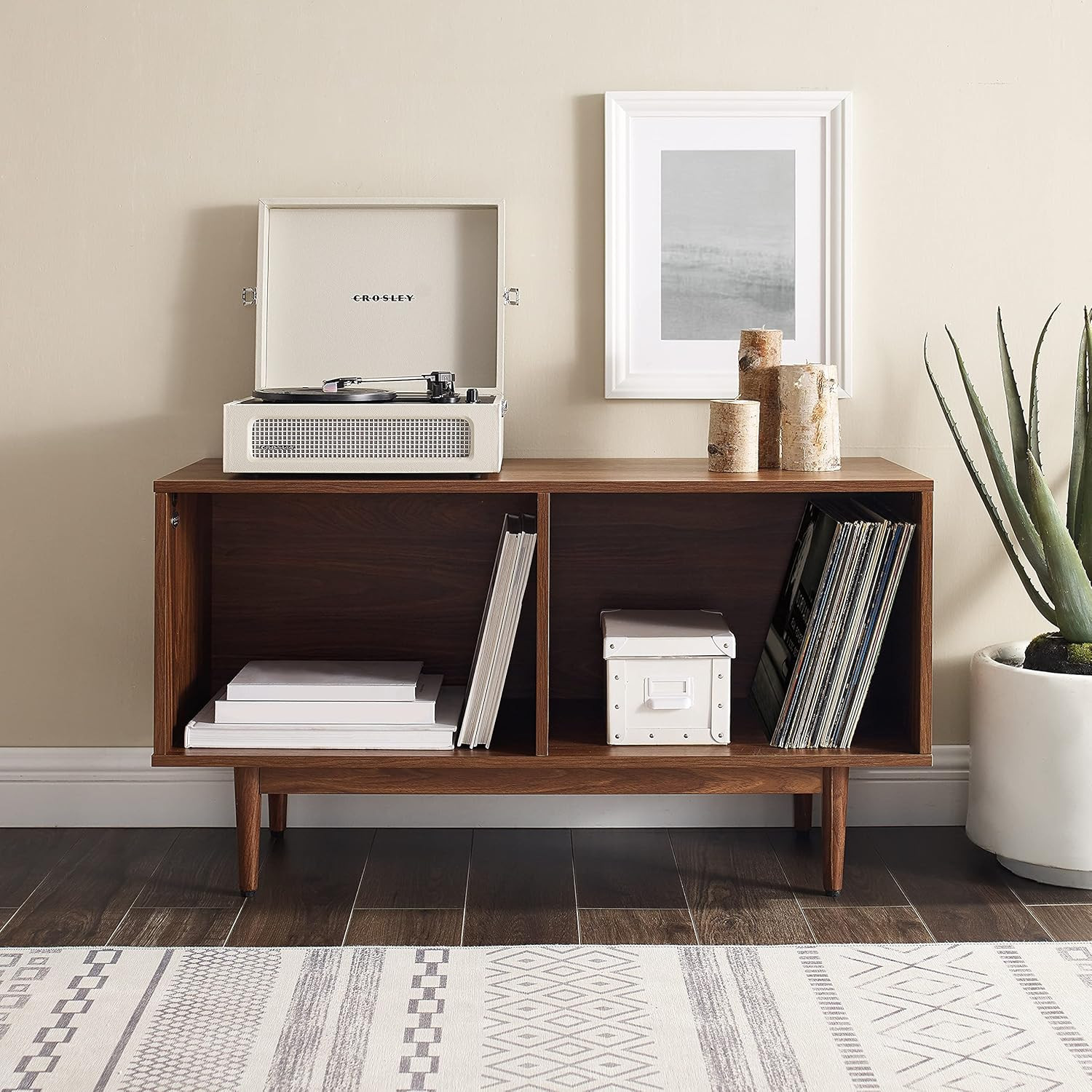 Liam Medium Vinyl Record Storage TV Stand and Entertainment Center, Media Consol