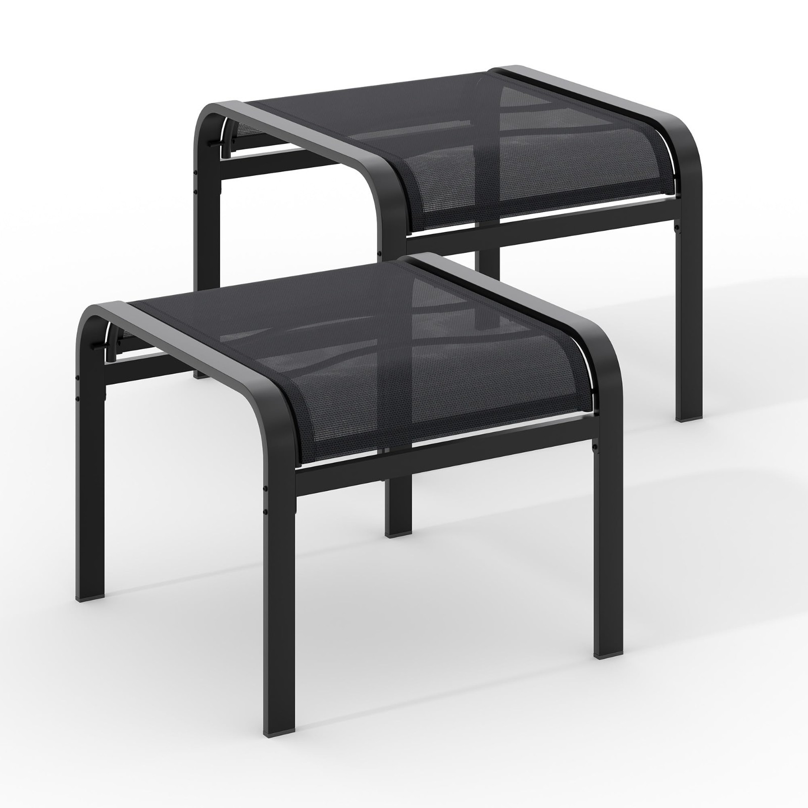 Set of 2 Outdoor Ottoman Footstool 200lbs Steel Foot Rest Stool for Patio Garden