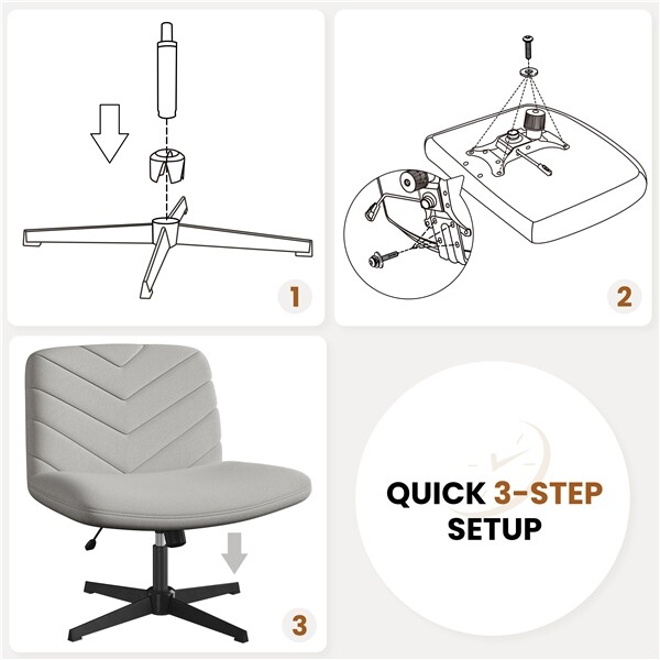 Wide Criss Cross Chair Comfy Armless Swivel Desk Chair for Home Office Bedroom