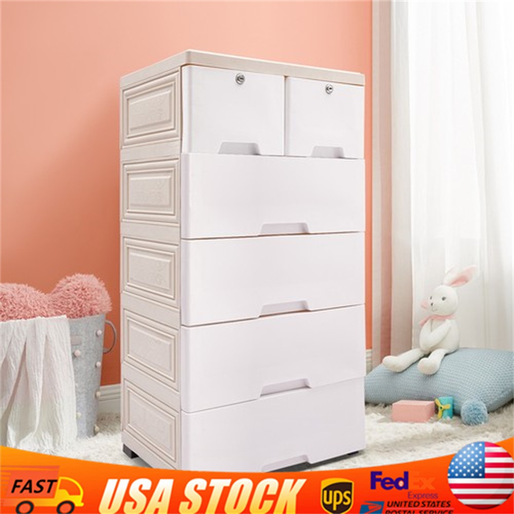 Tall Dresser for Bedroom Dresser with 6 Drawers, Chest of 6-Drawer Dresser White