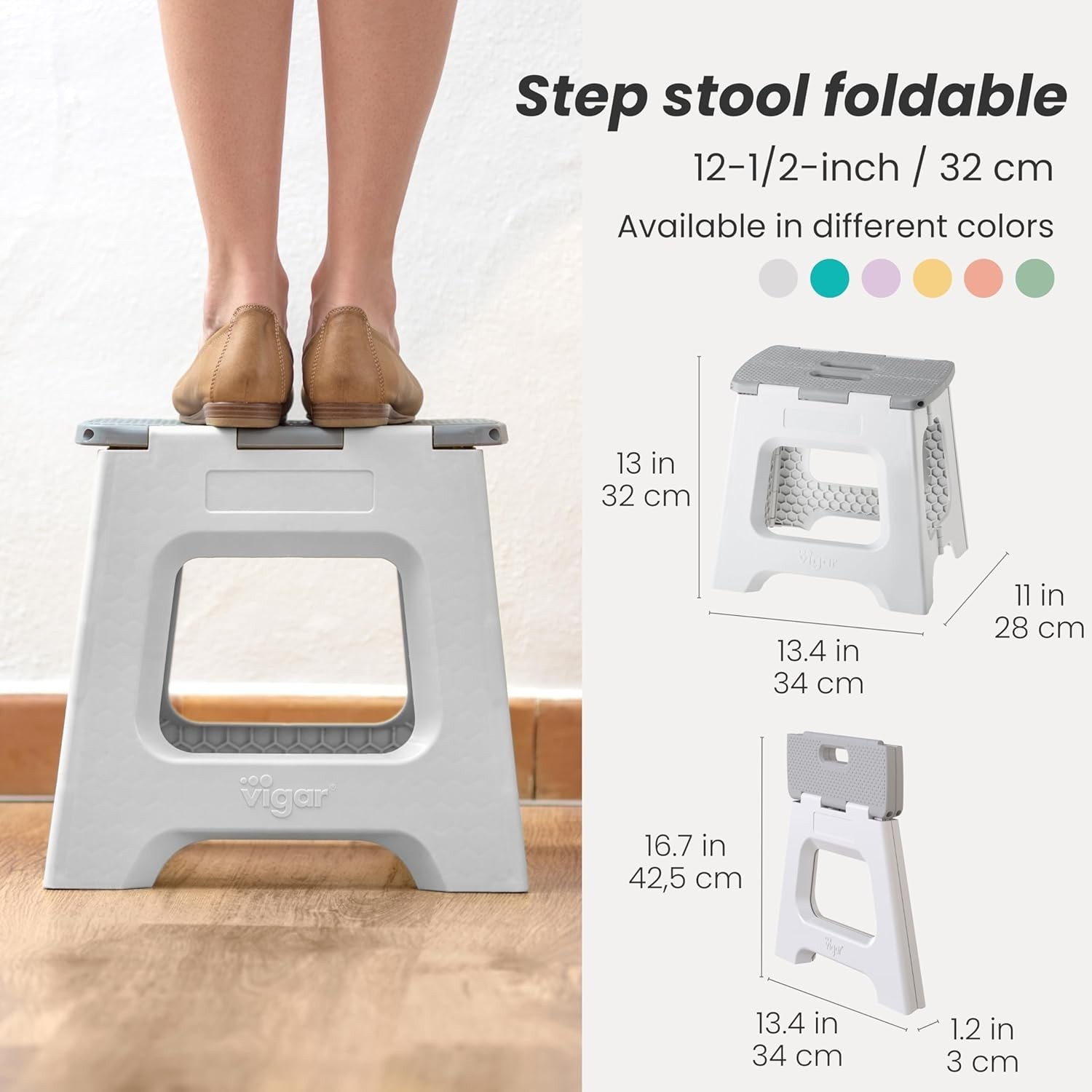 Durable Non-Slip Folding Step Stool – 12.5 Inches, Ideal for Home & RV