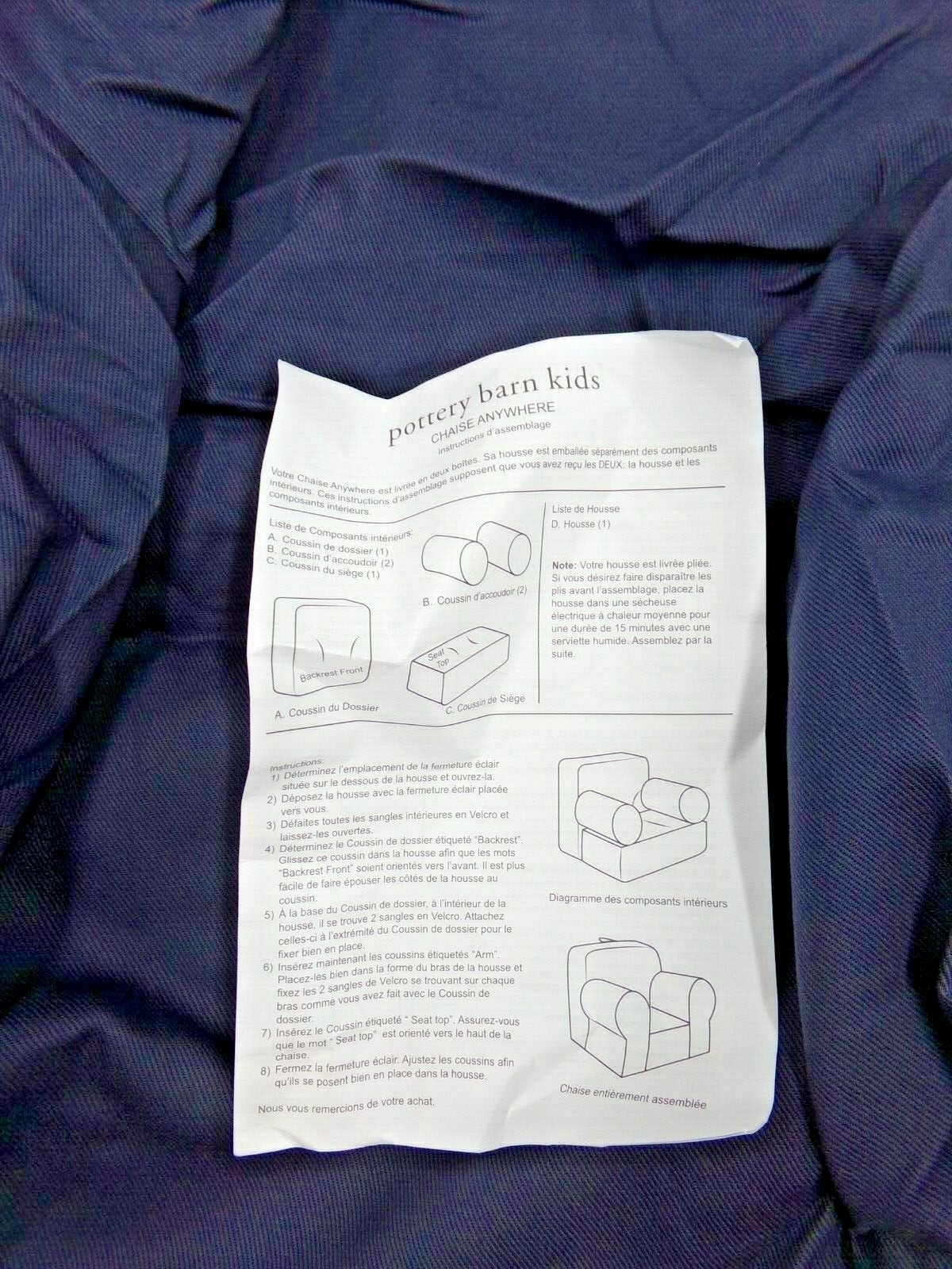 Pottery Barn Twill My First Toddler Anywhere Chair Slipcover ONLY Dark Blue 298E