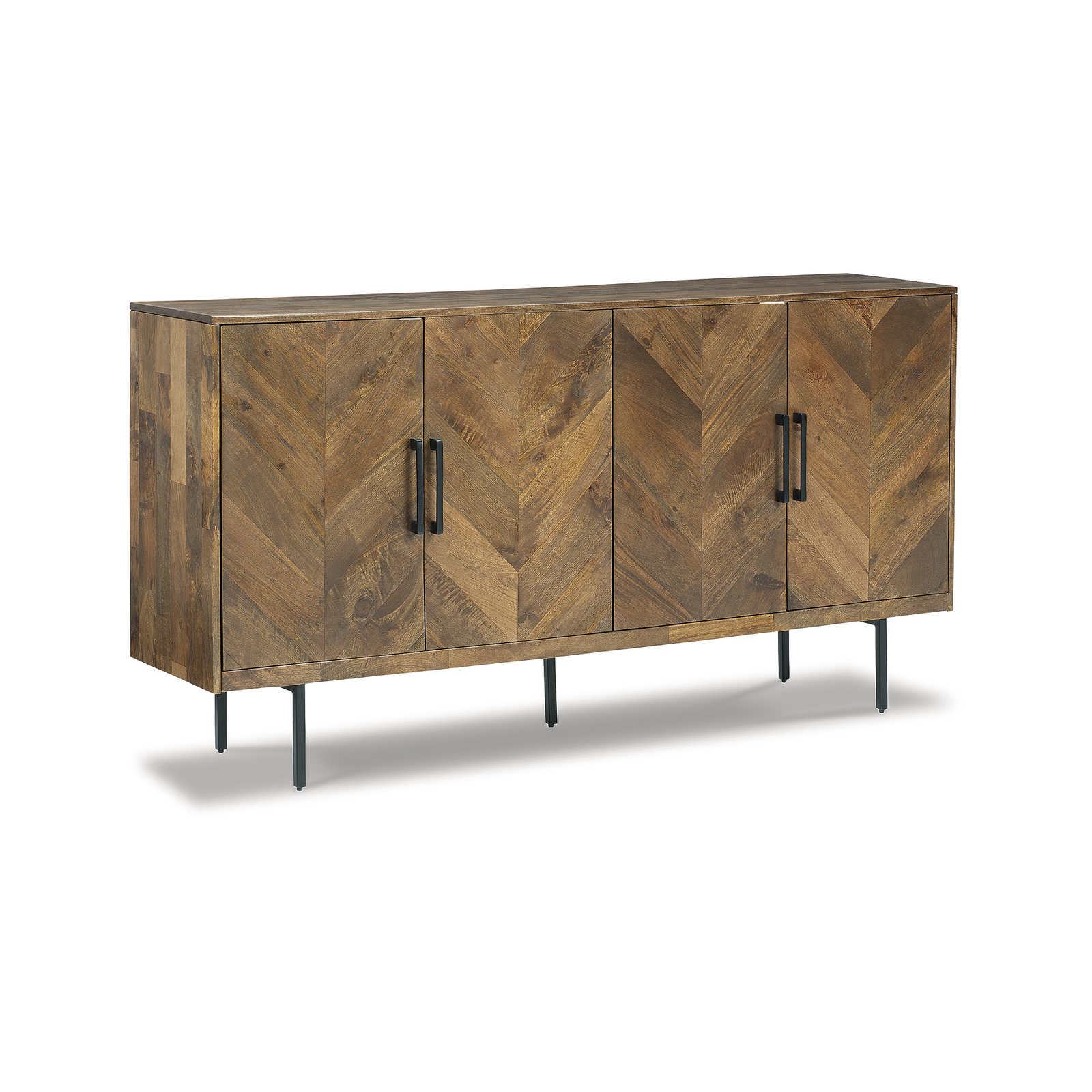 Signature Design by Ashley Accent Cabinet w/4 Chevron Pattern Doors Brown