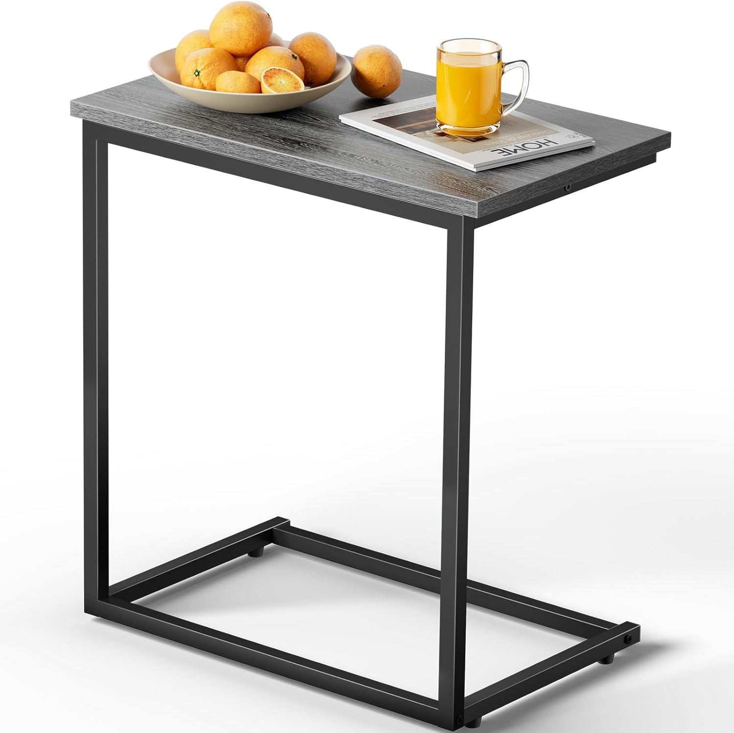 Pipishell C Shaped End Table 27 inches High, 11.8D x 19.7W x 27.2H in, Grey