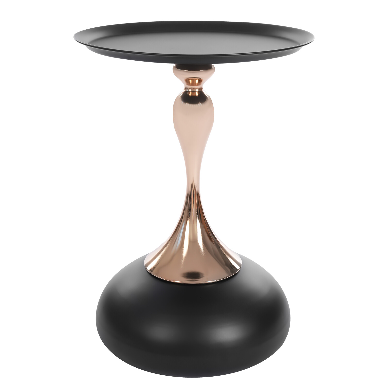 Black Round Side Table, 15.74*21.65 inch Metal End Table, Carbon Steel End Table