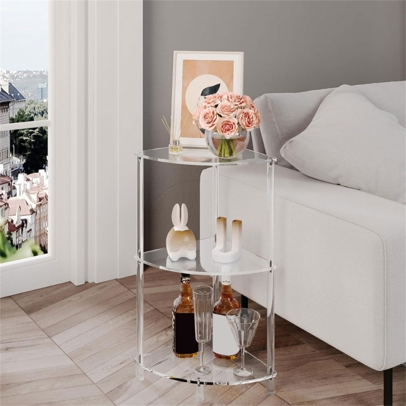 Sturdy Acrylic Corner Stand Three Levels for Books and Decorative Items