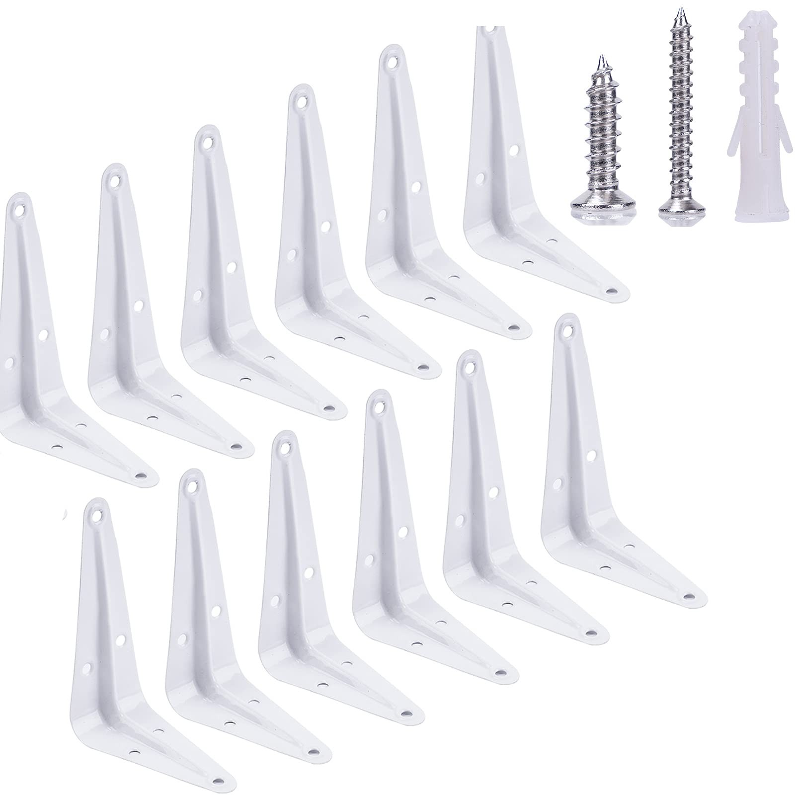 12 Pack Shelf Brackets White Heavy Duty L Brackets Metal Floating Shelf Brack…