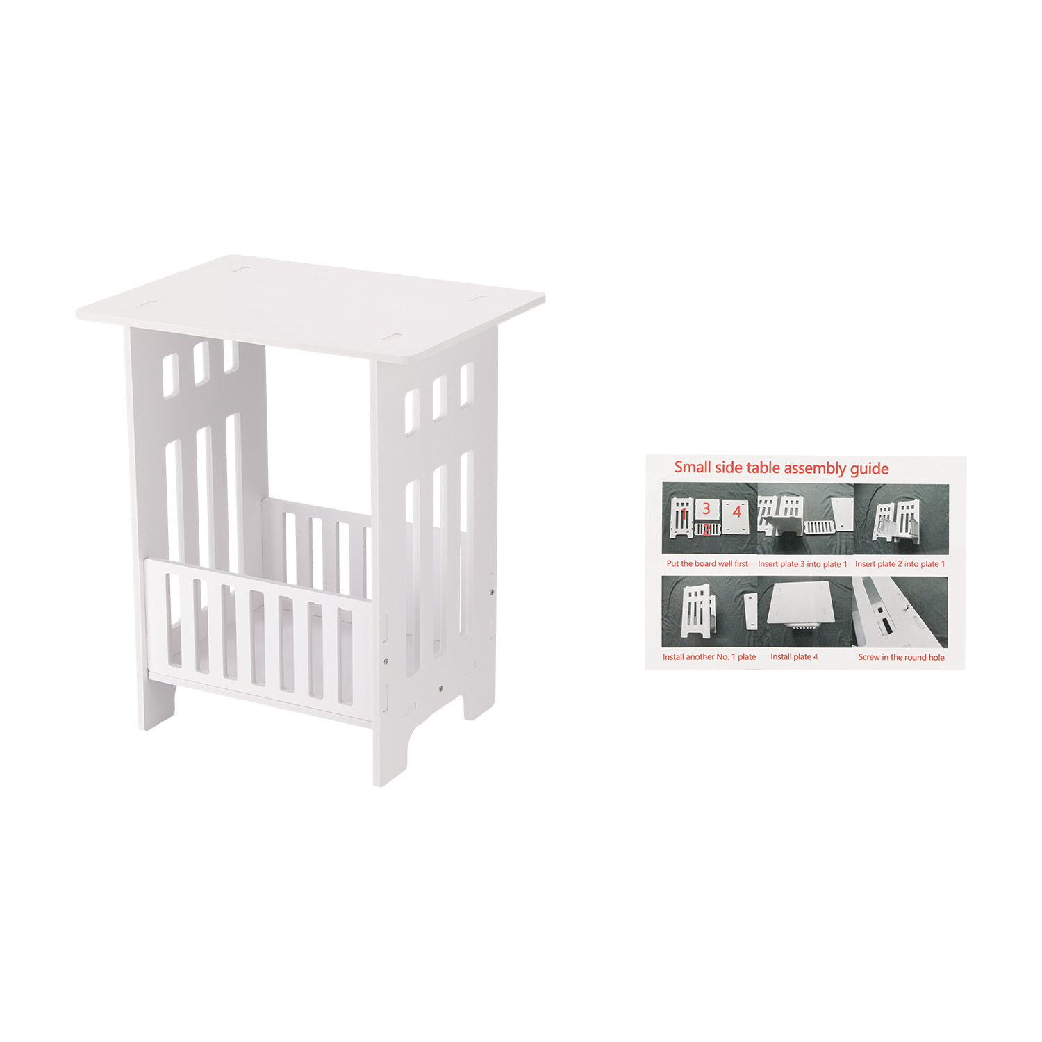 White Bedside End Table Modern Bedroom Nightstand Table Stand Holder for Books a