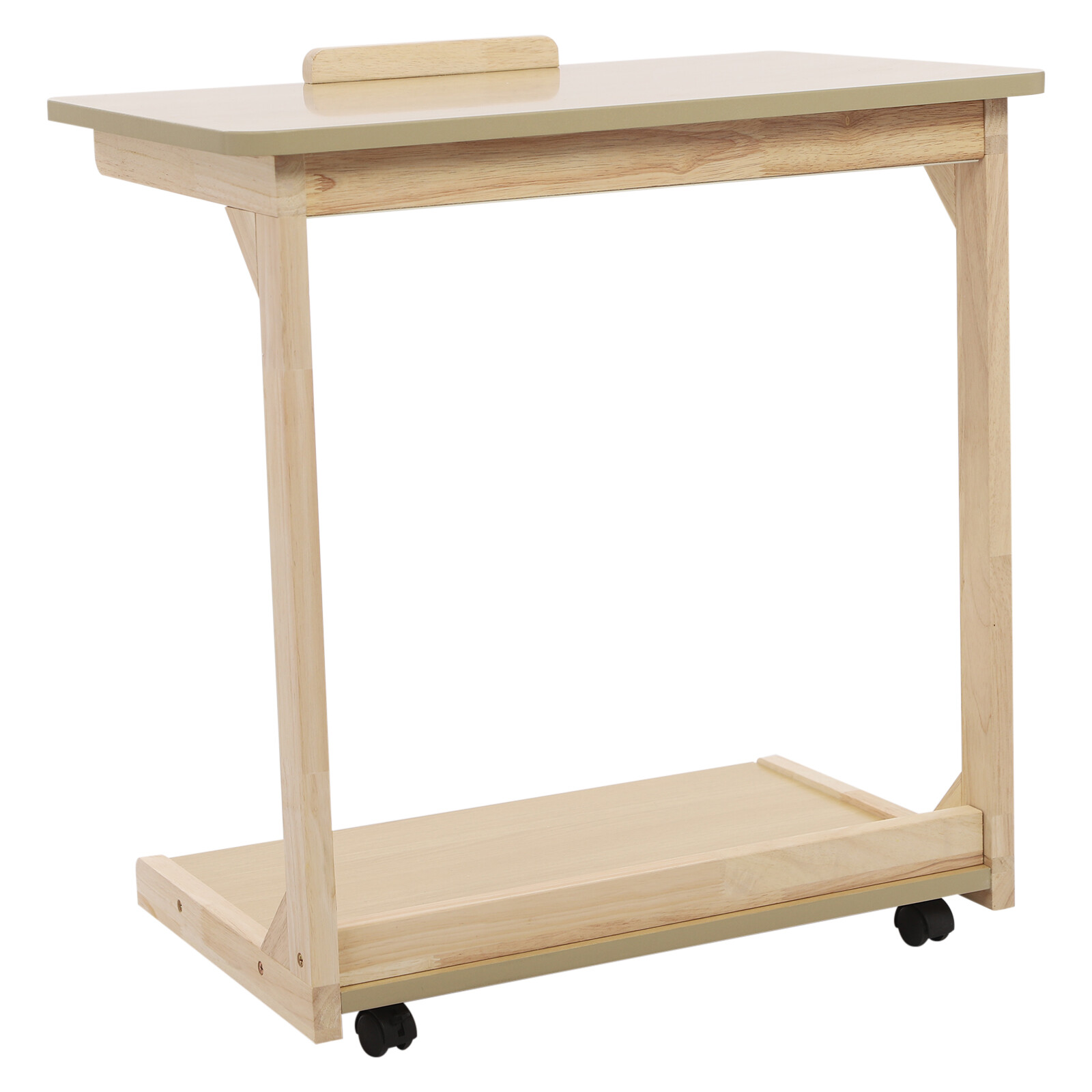 C Shaped End Table 23.62*15.75*24.8in Sofa Table Adjustable Tilt Angle W/ Wheels