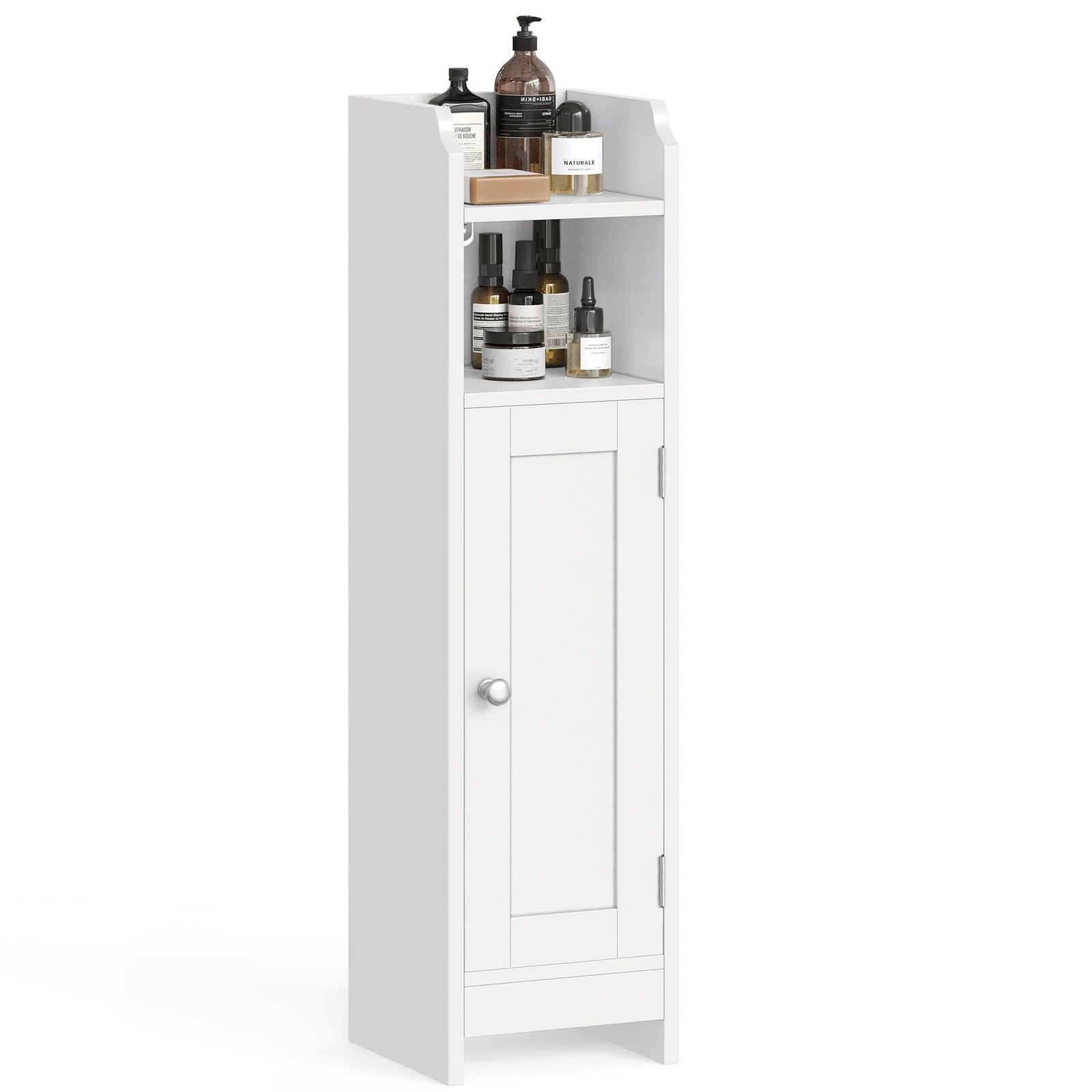 Small Storage Corner Floor Cabinet with Door, 7.9 x 7.1 x 31.5 Inches, Narrow…