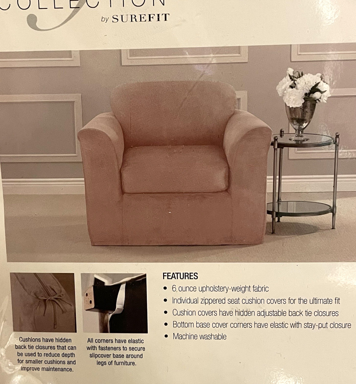 Sure Fit- Ultimate Heavyweight Stretch Suede Rose Smoke Two-Piece Slipcover
