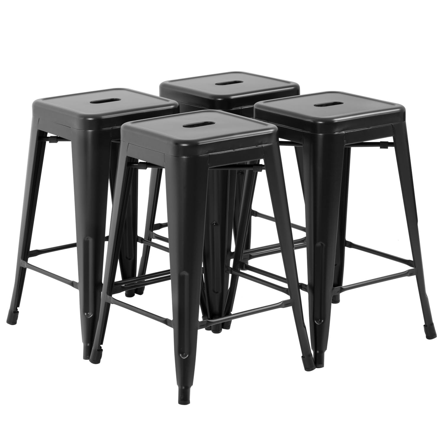 FDW Metal Bar Stools Set of 4 Counter Height Bar Stools 24 Inches Industrial …