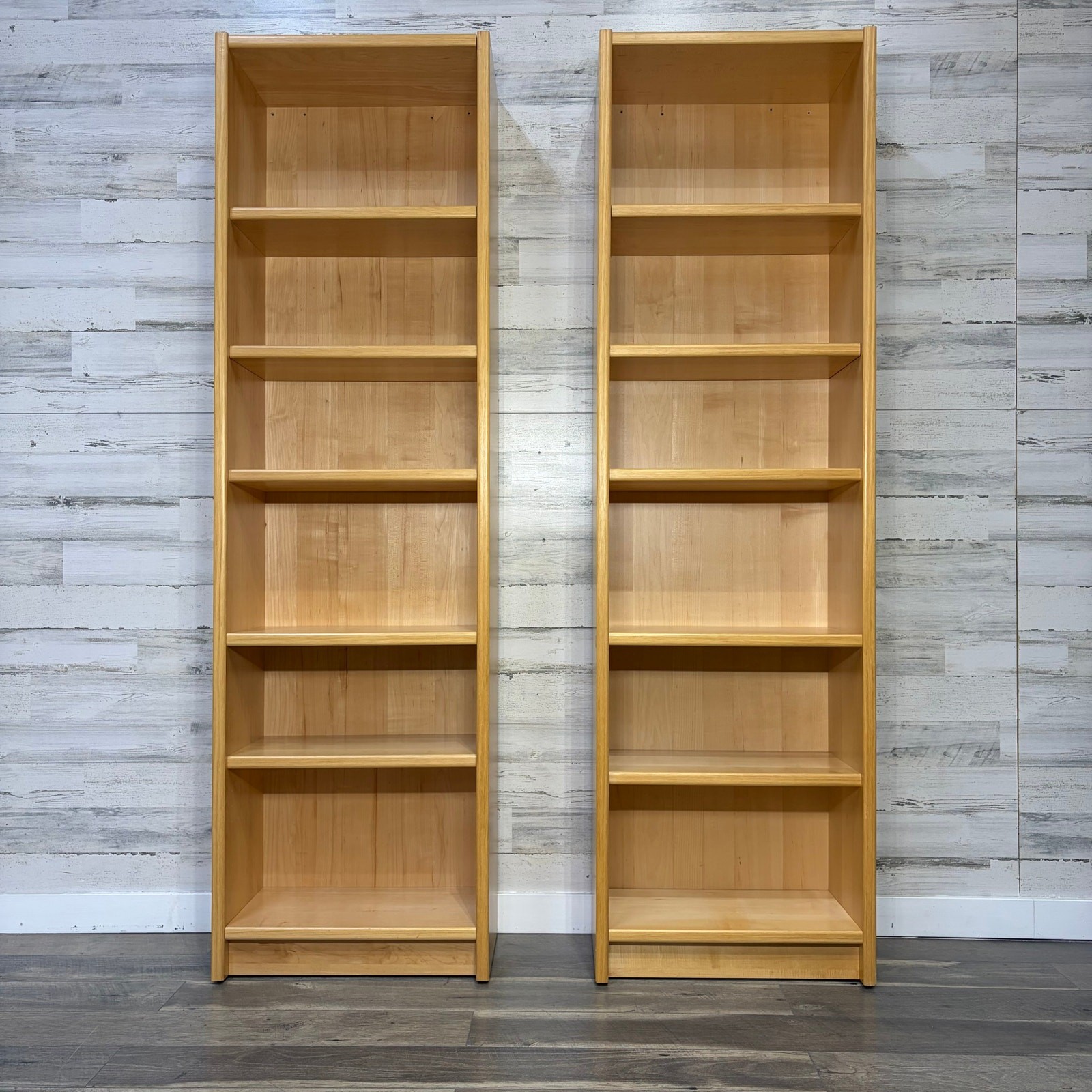 Set Of 2 Mid Century Danish Blonde Wood Bookshelves made in Denmark
