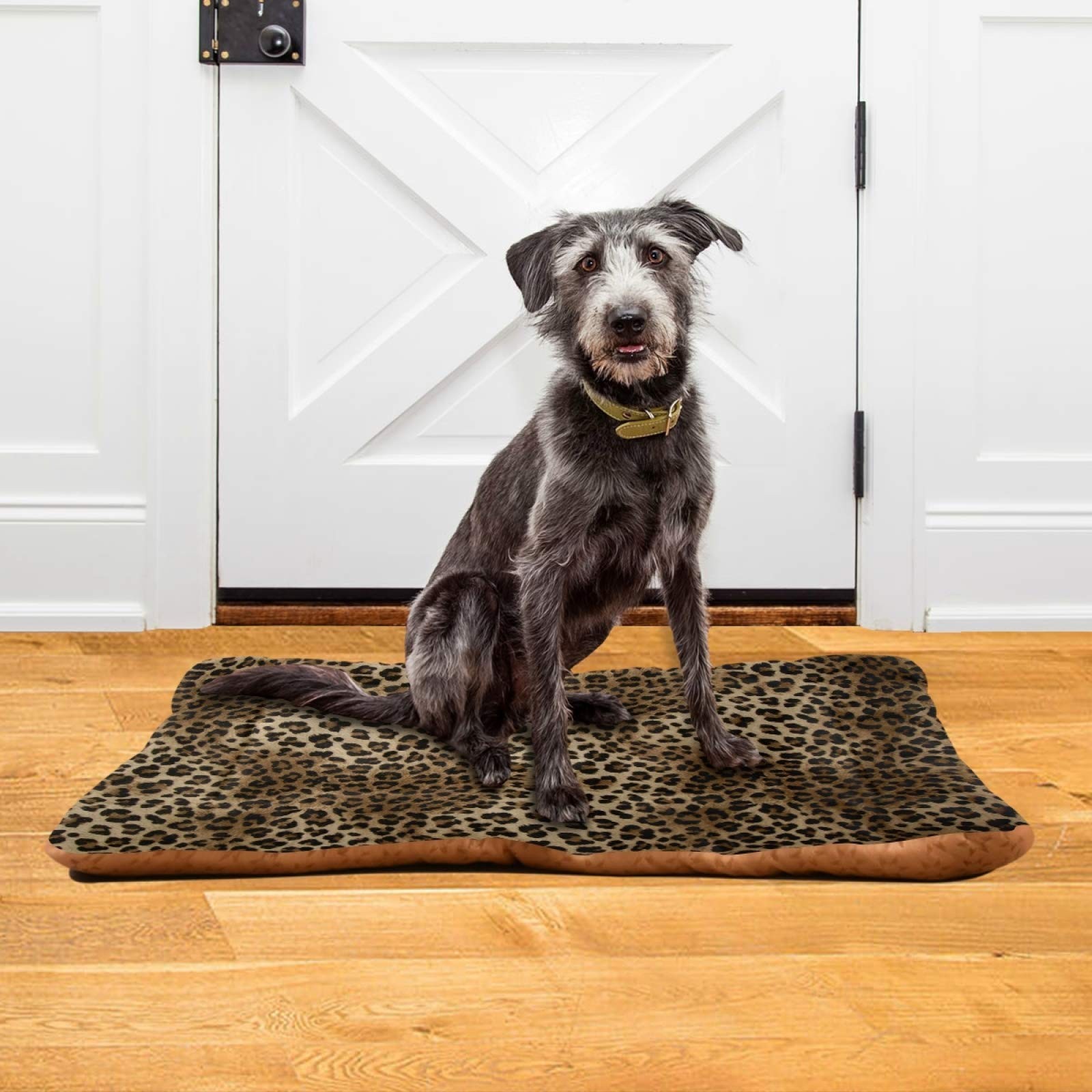 Blueangle Vintage Leopard Print Dog Cat Bed Comfortable Pet Bed Ultra Soft