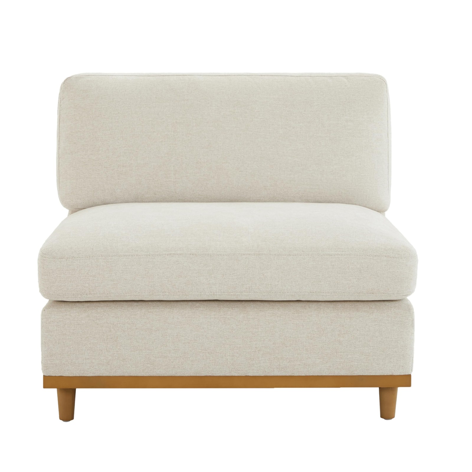 Down Filled Upholstered Middle Armless Sofa for Sectional Modular Couch Linen