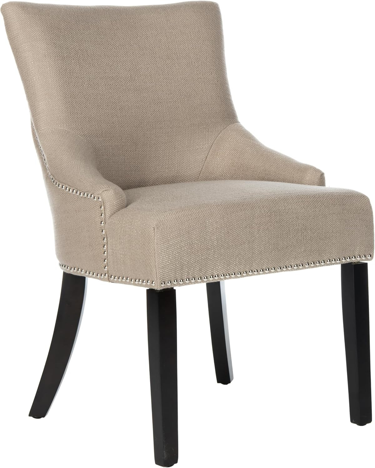 Set of 2 Mercer Christine Beige Viscose Nailhead Dining Chairs
