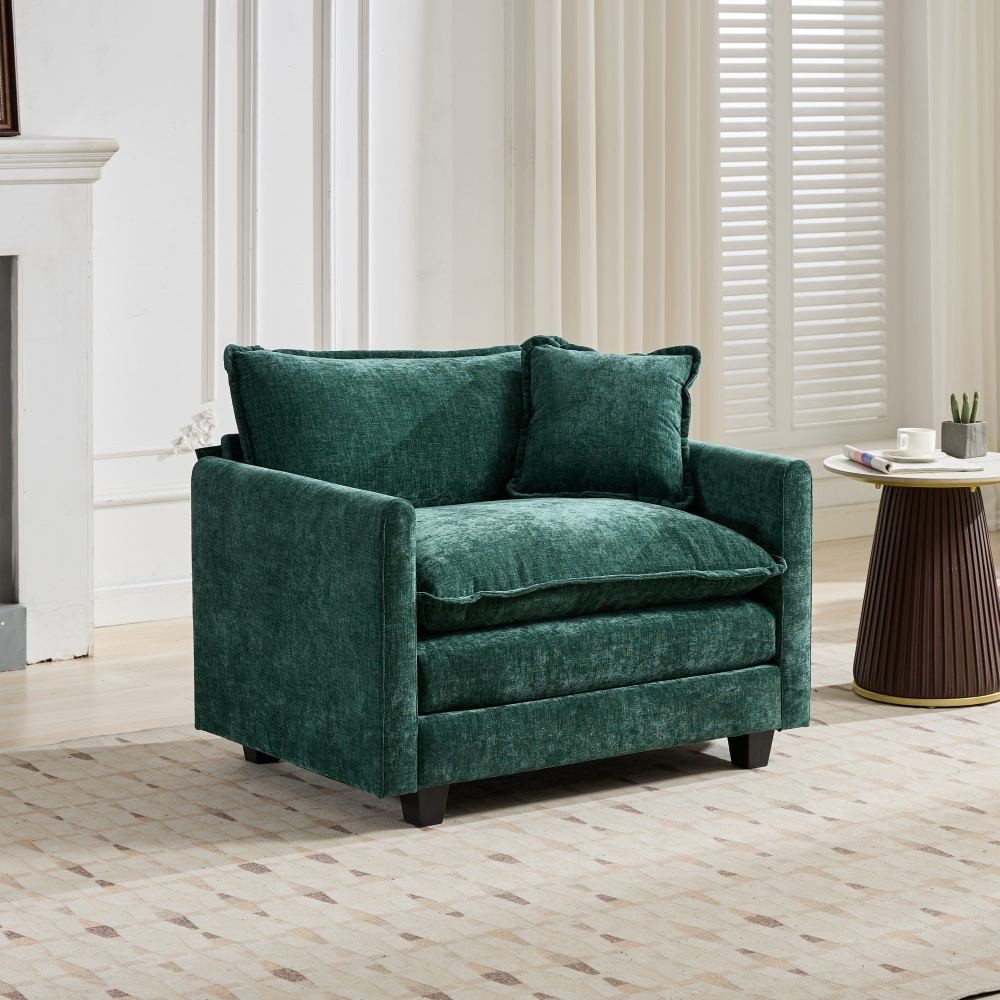 Beige Chenille Single Cloud Sofa Without Armrests Double Layer Cushion