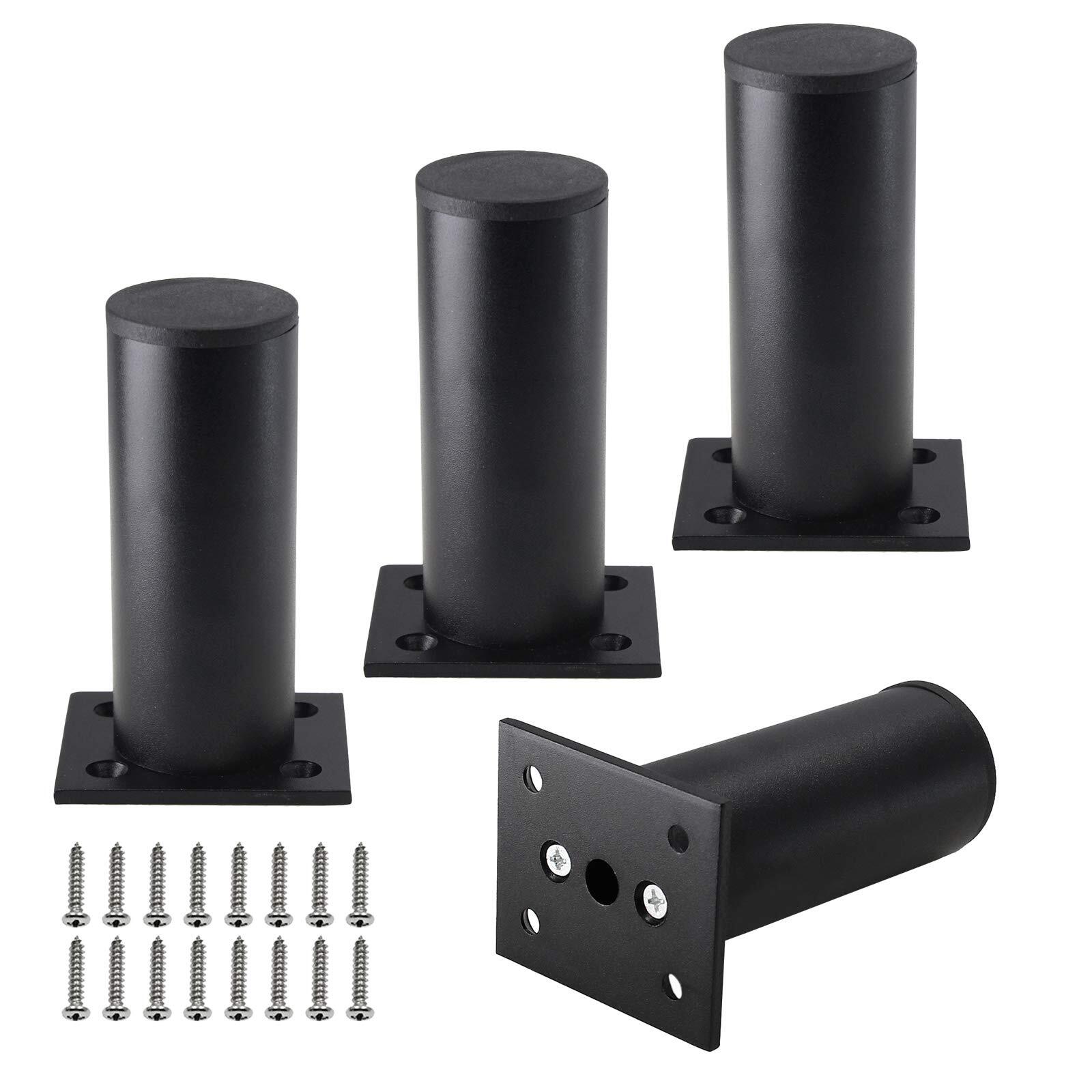 Set of 4 Furniture Legs 4 Inch, Adjustable Aluminum Alloy Cabinet Legs, Metal Ro
