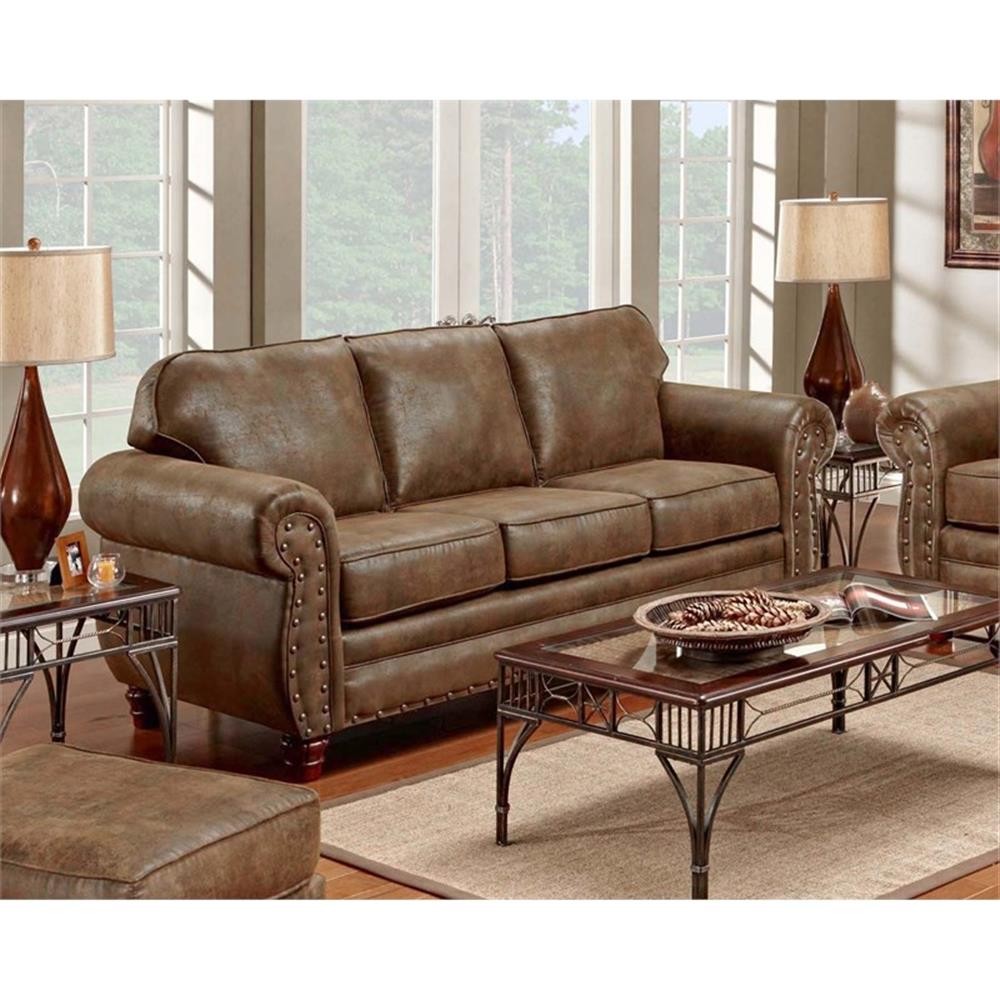 Pemberly Row Contemporary 88″ Microfiber Sleeper Sofa in Brown