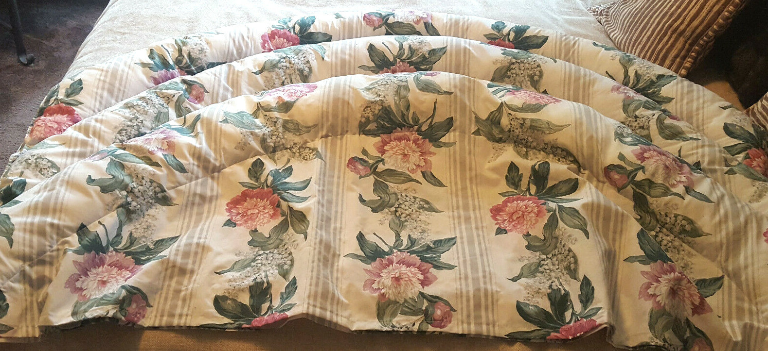 SOFT Cloth WHITE Floral QUEEN Headboard PLUSH Half moon SEATTLE