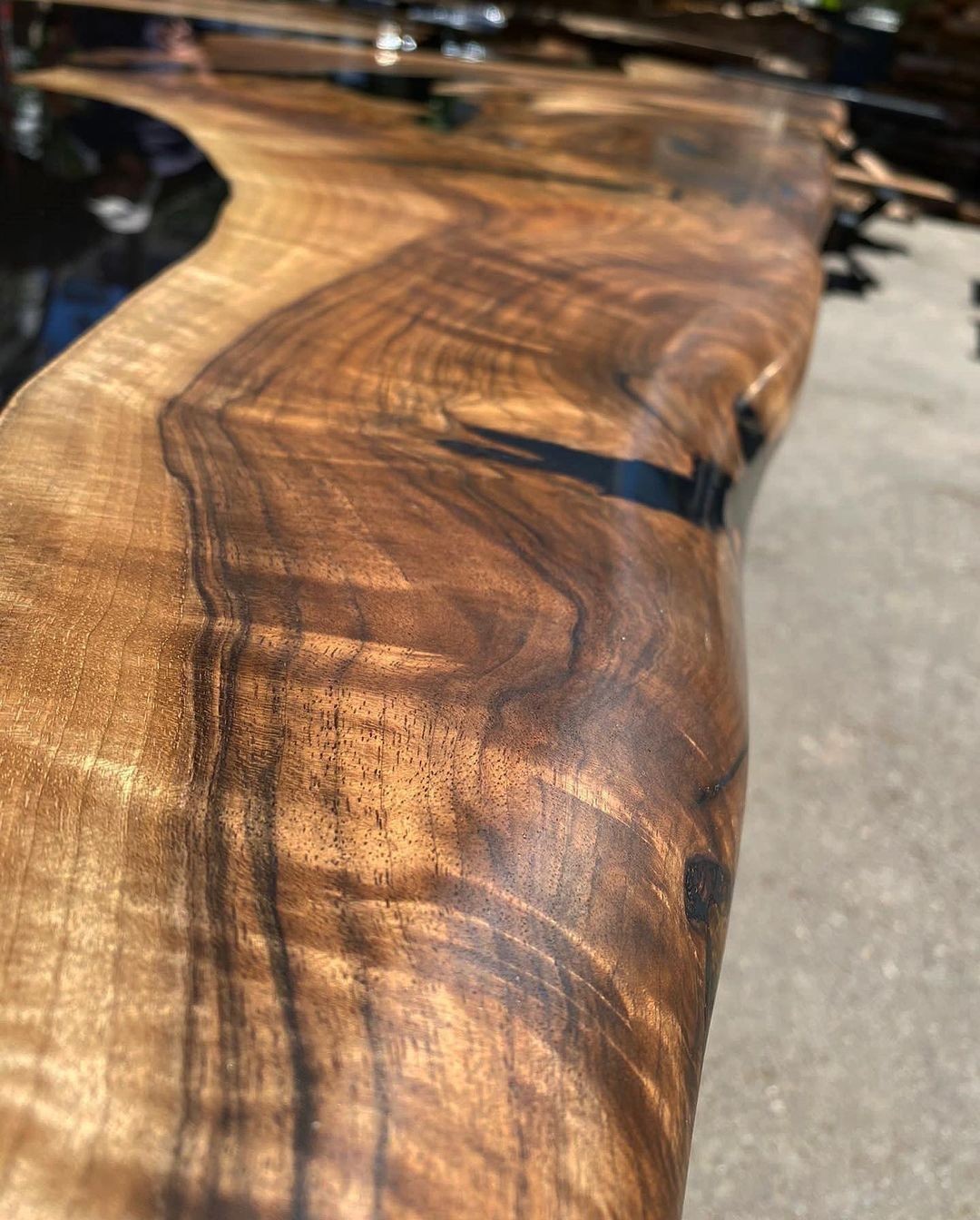 Modern Live Edge Walnut Epoxy River Tabletop Solid Wood Desk Dining Table top