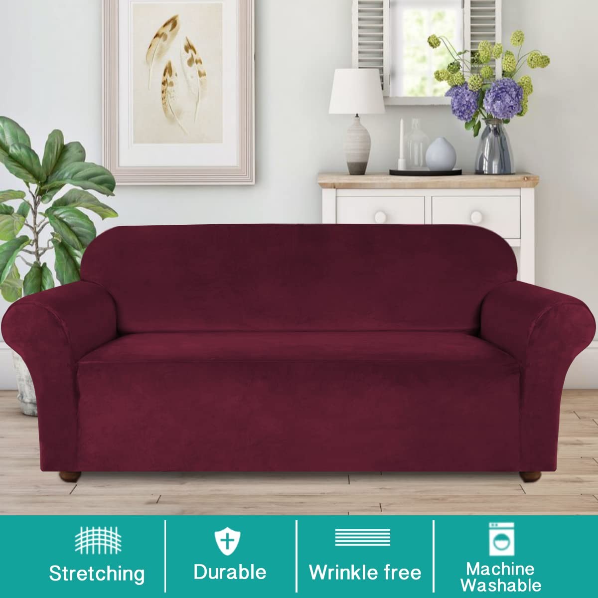 Turquoize Velvet Couch Covers Stretch Oversized Sofa Cover For 3 Cushion Large