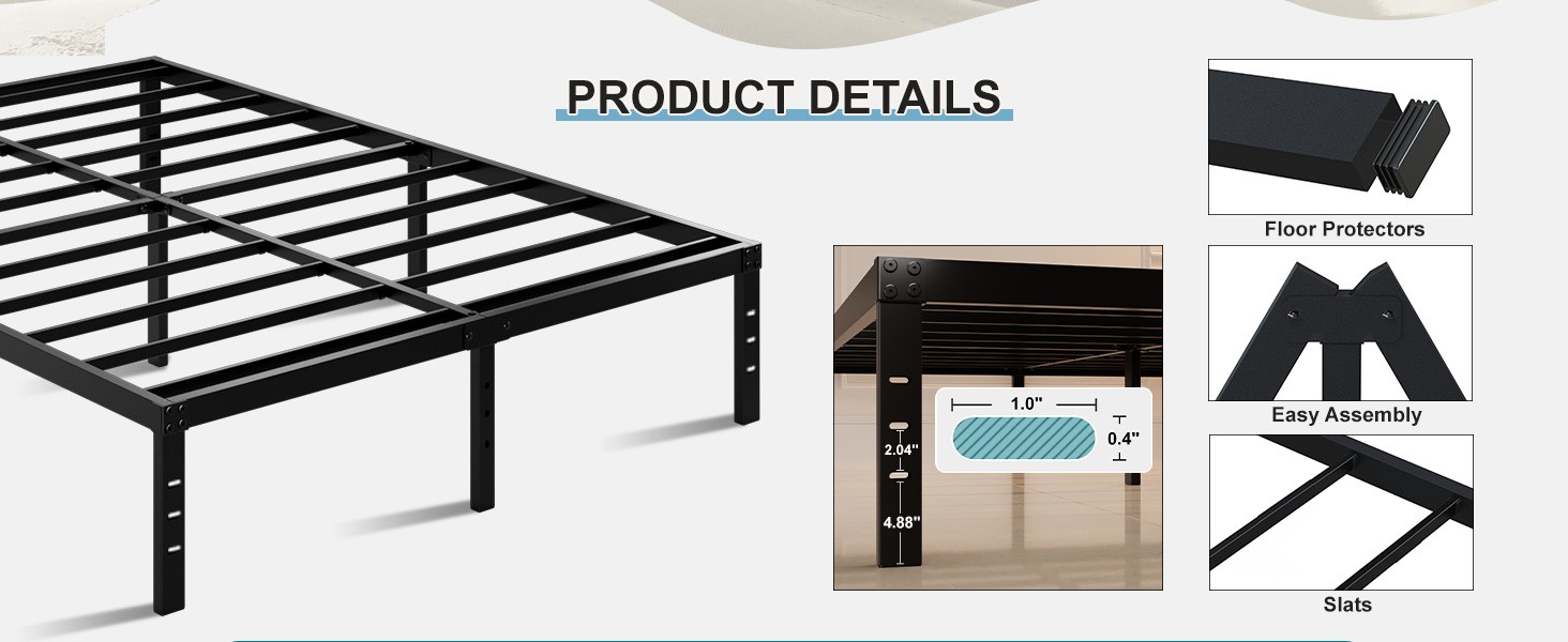 Twin XL Bed Frames No Box Spring Needed, 14 Inch Heavy Duty Metal Twin XL